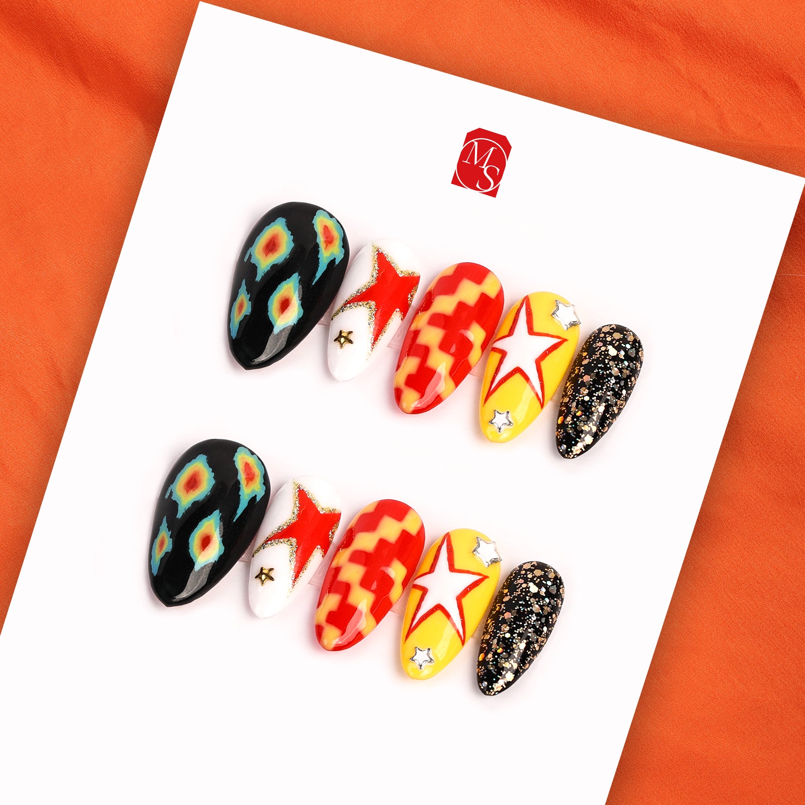 Fiery Frenzy Stiletto Regular Press On Nails | MelodySusie