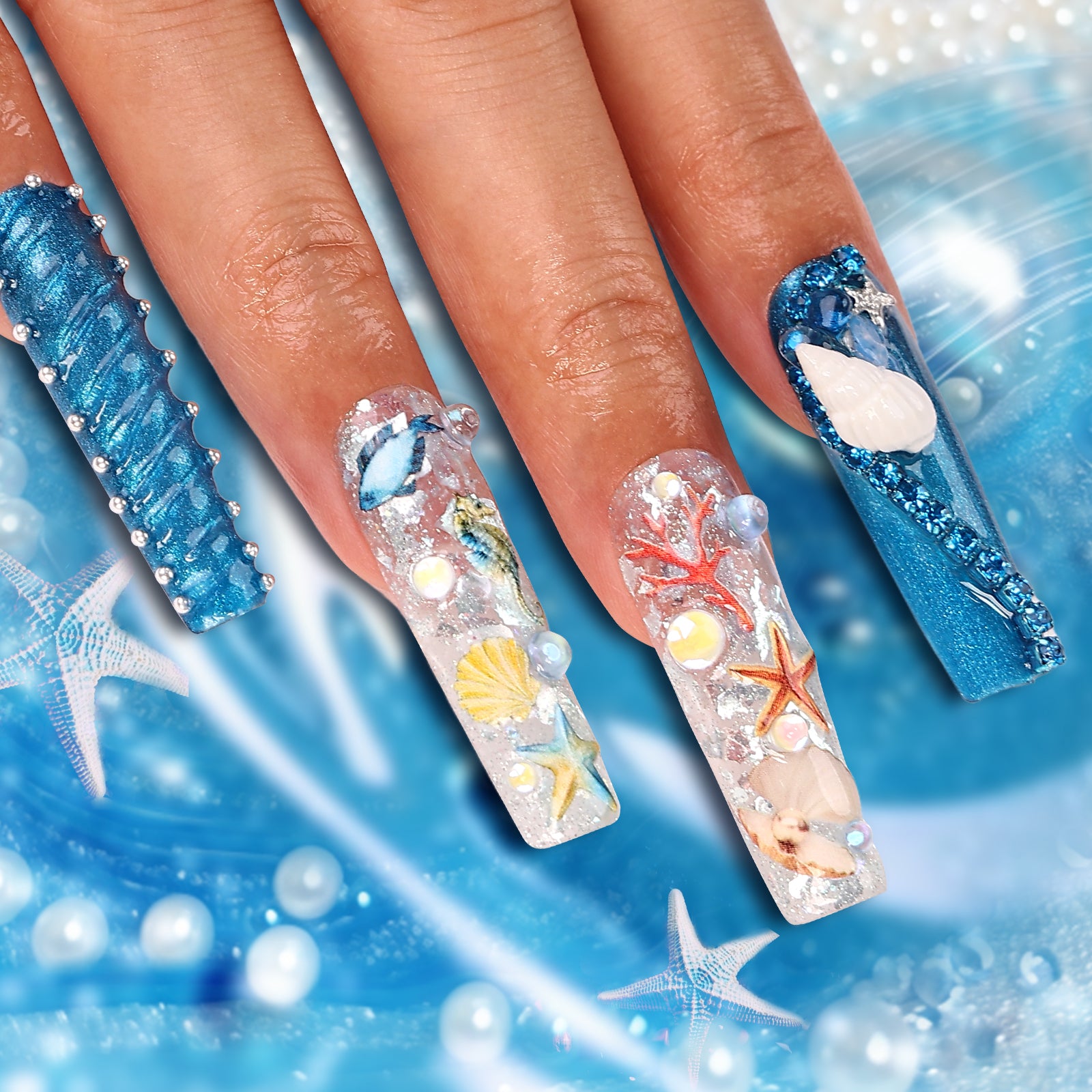 Under The Sea Square Xtreme Press On Nails