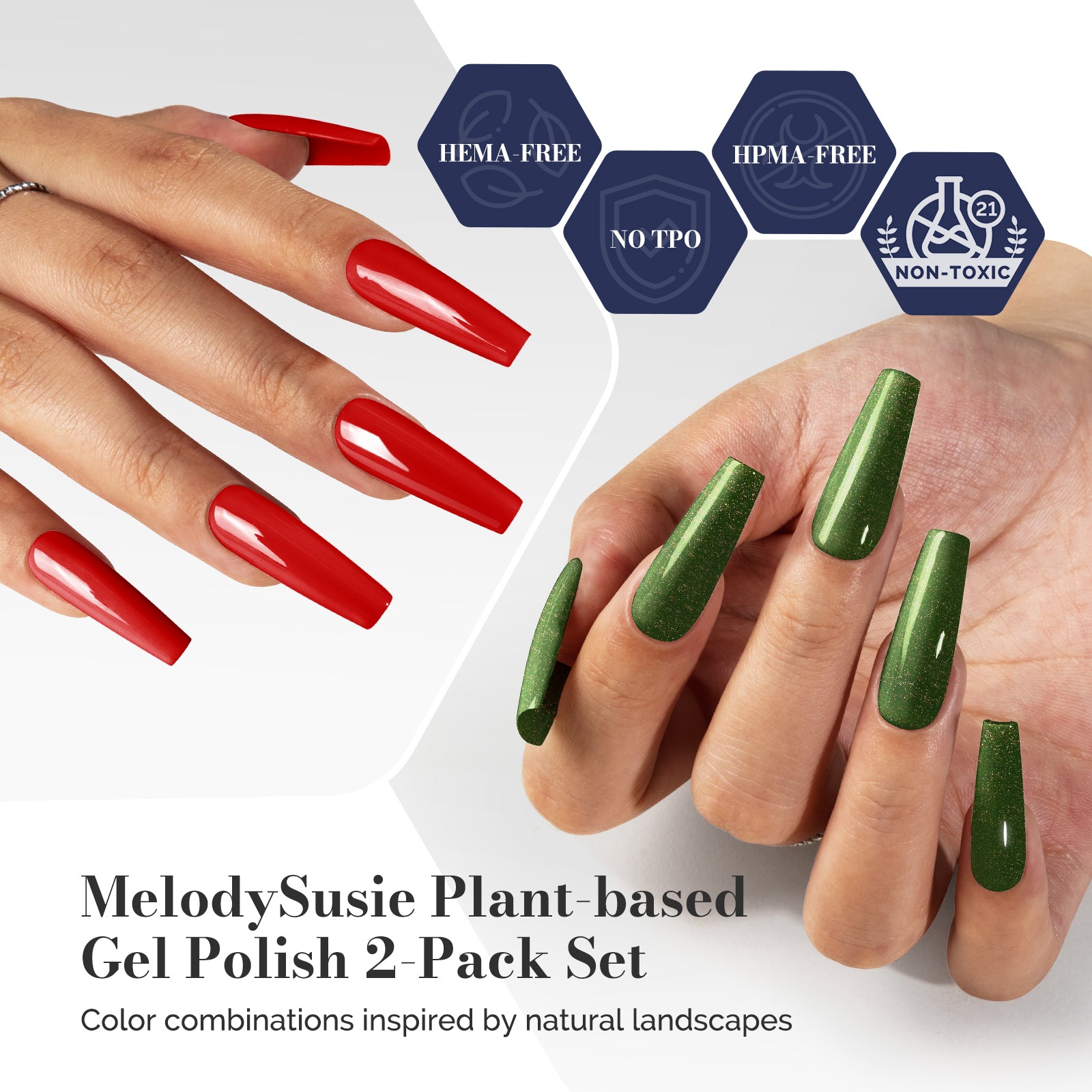 Fleurwee HEMA-Free & HPMA-Free & TPO-Free Gel Polish 2Pcs Red&Green-P39+P52