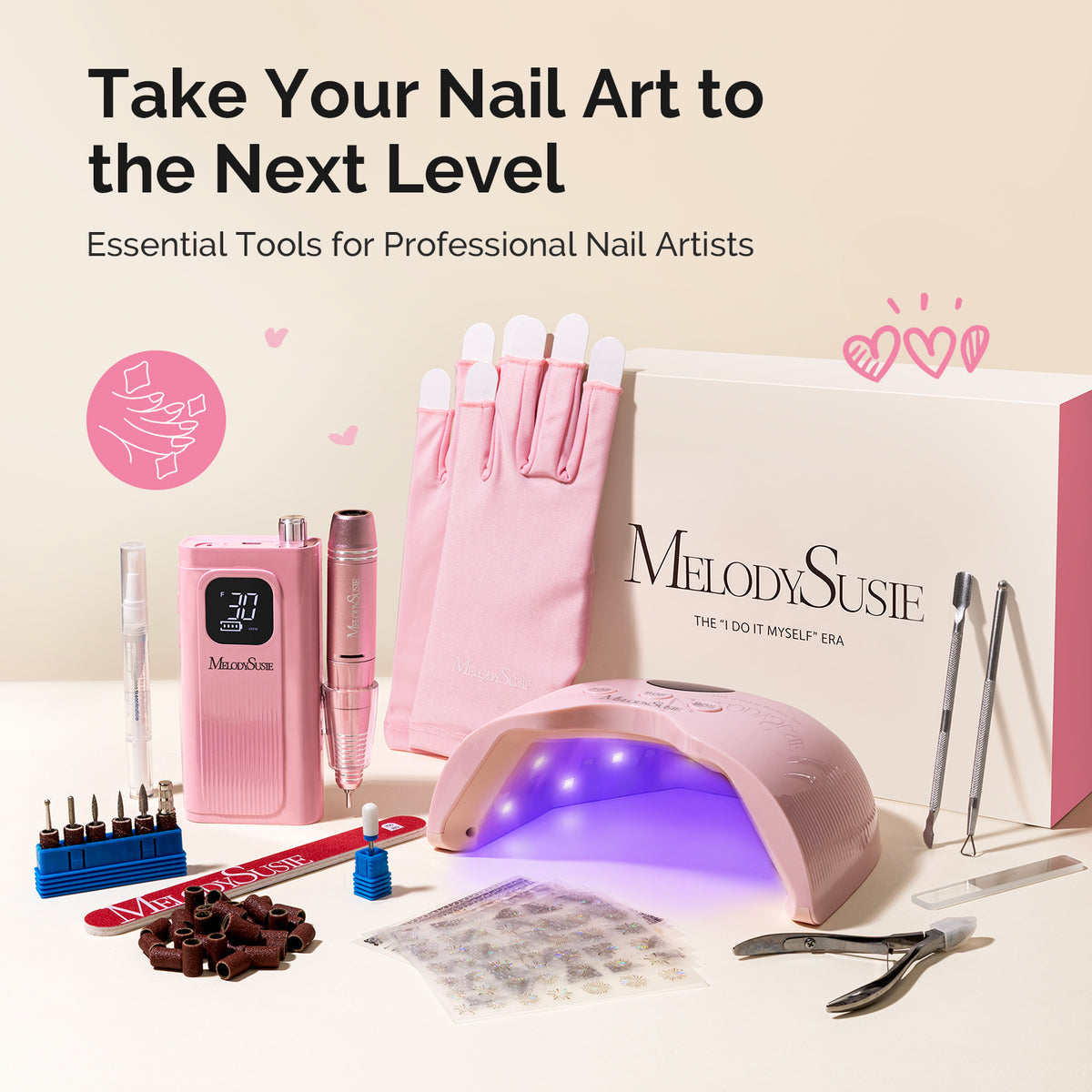 MelodySusie SC300E Nail Drill & PLUS30A Nail Lamp Nail Tools Gift Box
