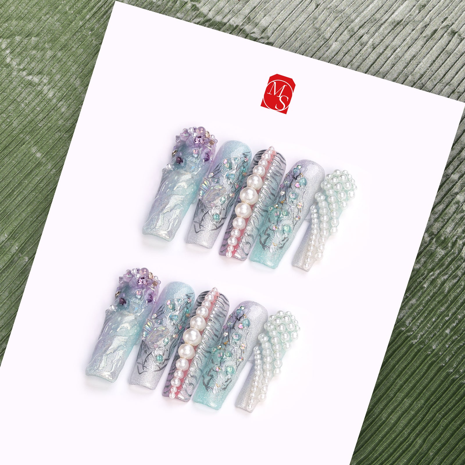 Pearl Shimmer Square Xtreme Press On Nails