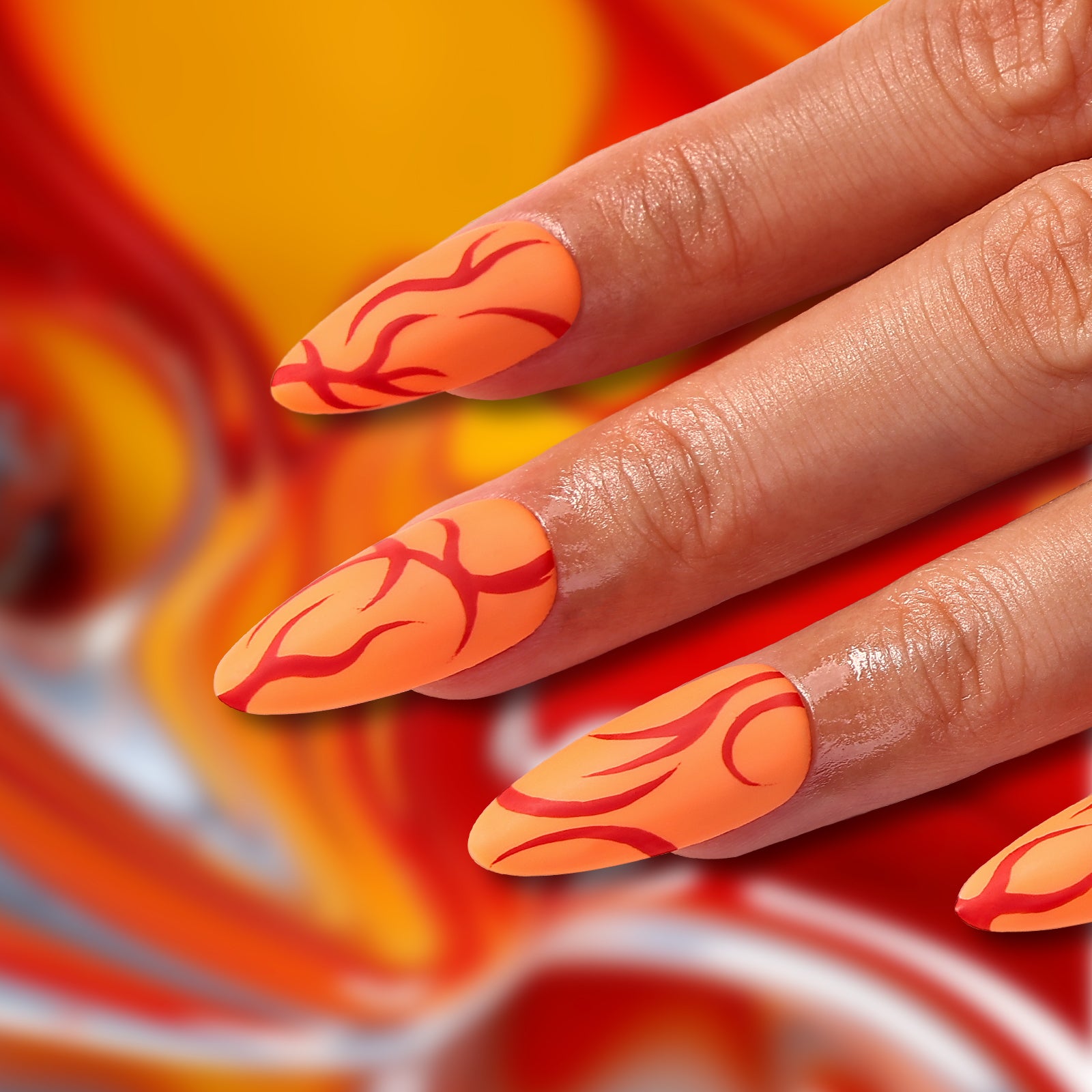 Orange Blossom Stiletto Regular Press On Nails