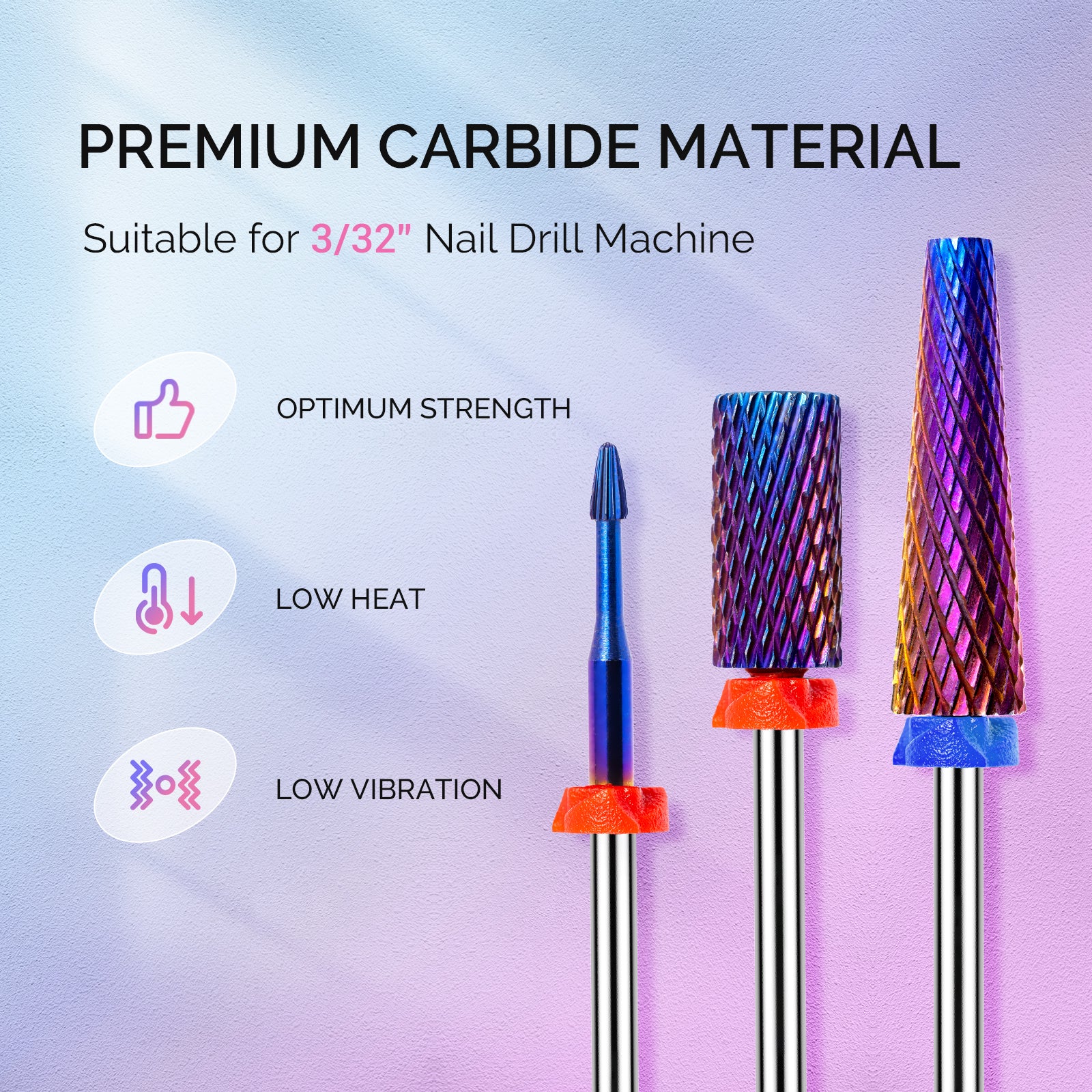 3Pcs Carbide Tungsten Nail Drill Bits Set