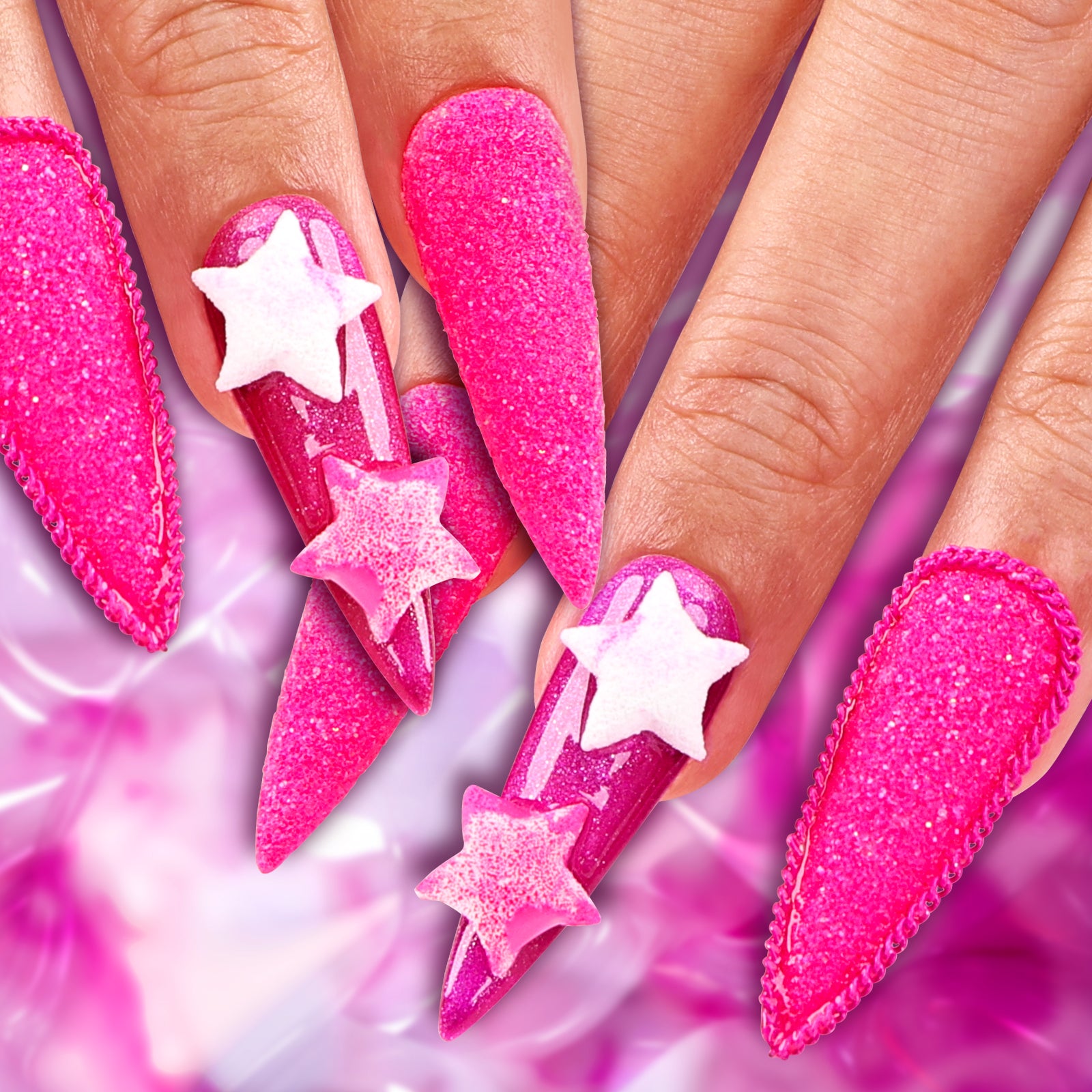 Hot Pink Fever Stiletto Medium Press On Nails | MelodySusie