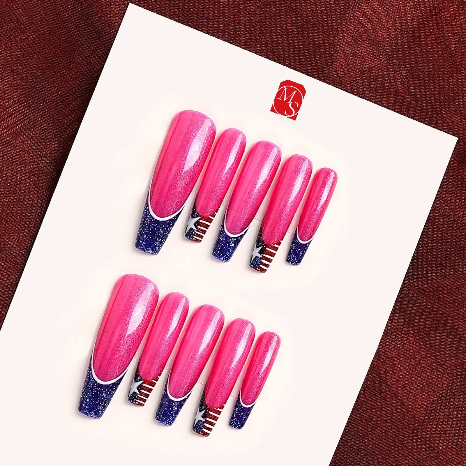 Pink Firework Coffin Xtreme Press On Nails