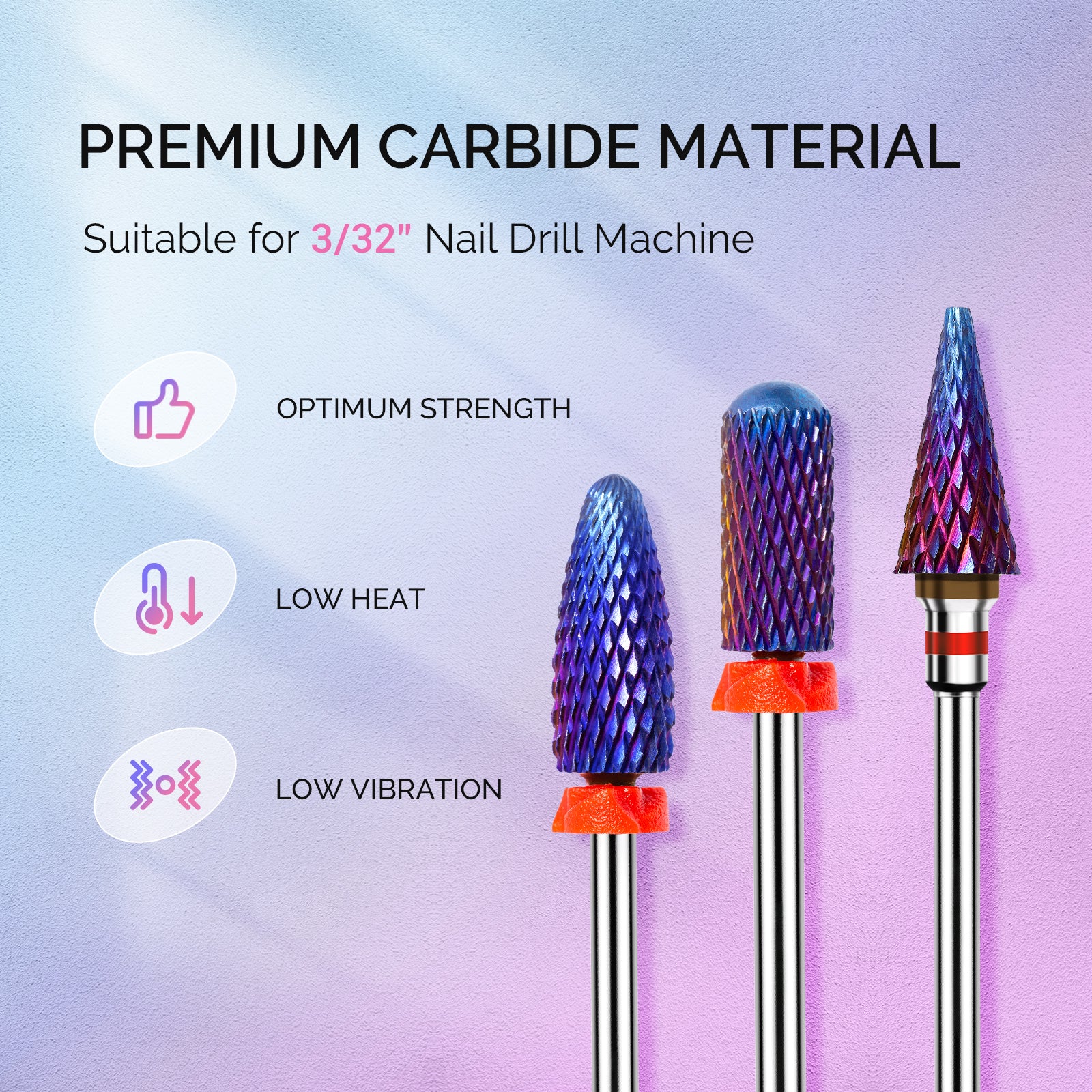 3Pcs Carbide Tungsten Nail Drill Bits Set
