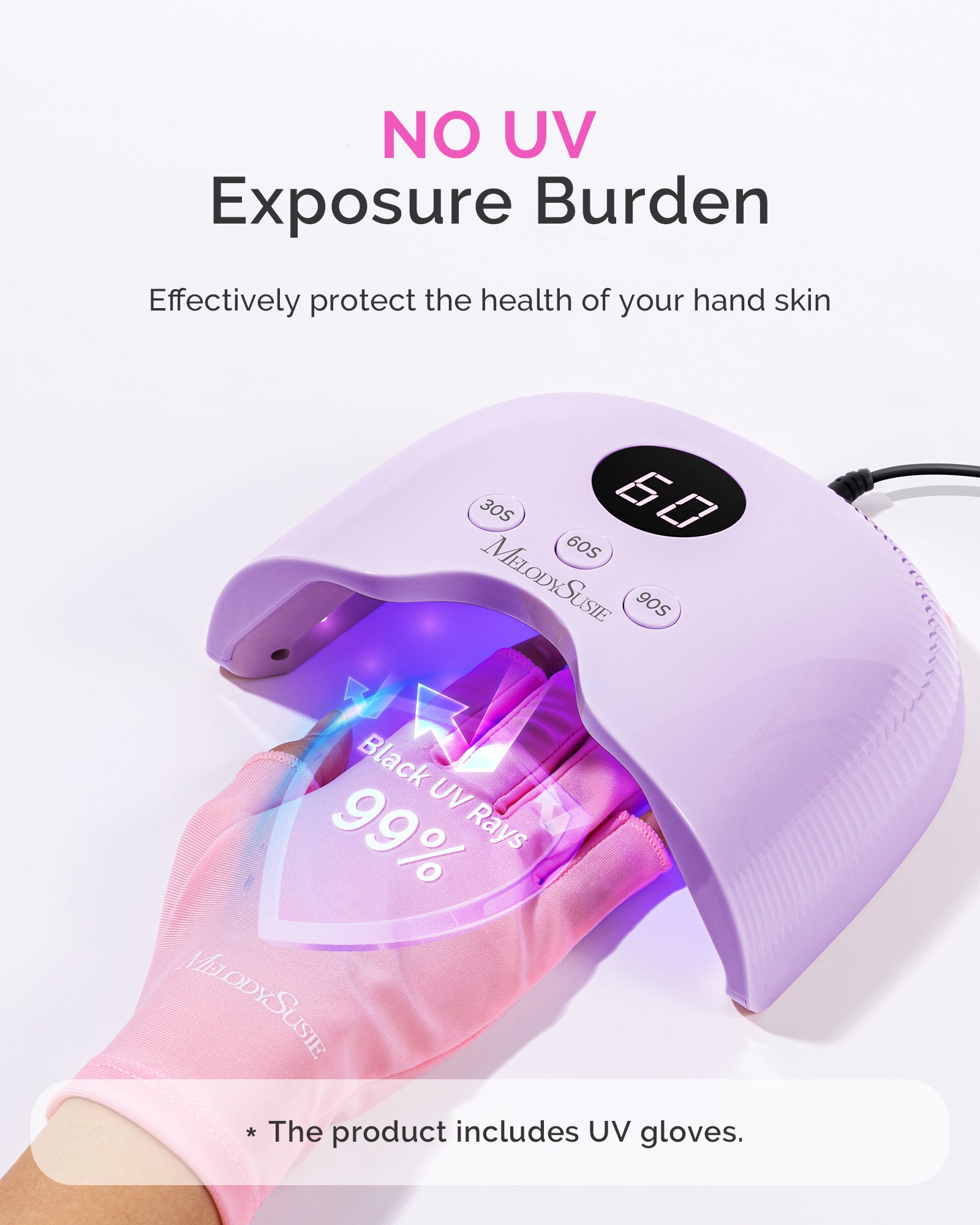 P-PLUS30A LED/UV Nail Lamp with UV Gloves - Purple