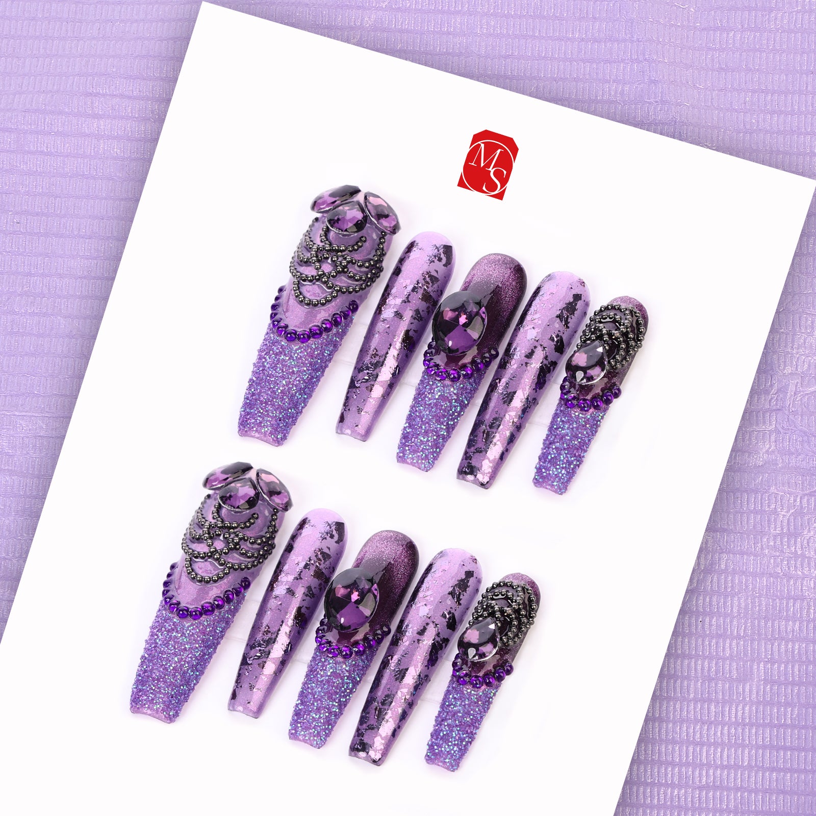 Lavender Royalty Coffin Long Press On Nails| MelodySusie