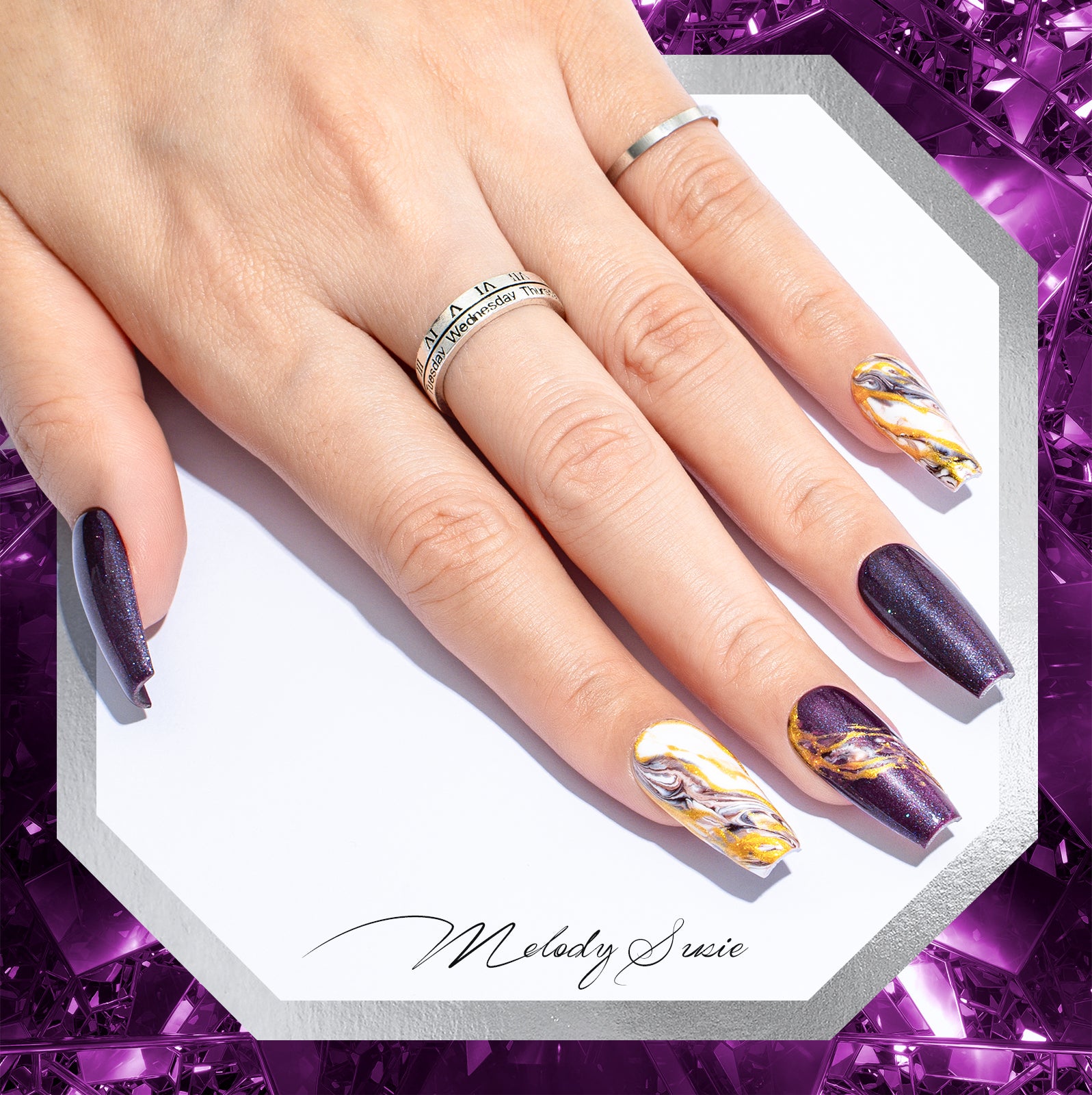 Z035 Universe Purple Glitter - TPO-Free Thick Gel Nail Polish(15ml)