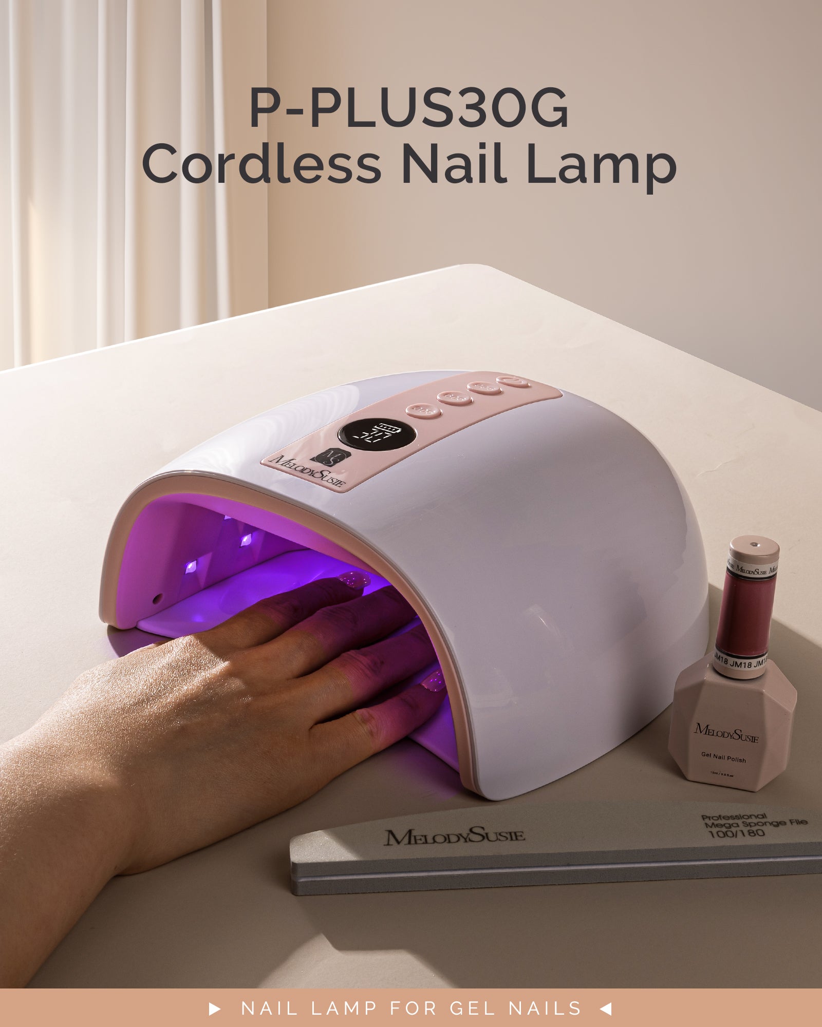 P-PLUS30G Rechargeable Cordless UV/LED Nail Lamp - Pink