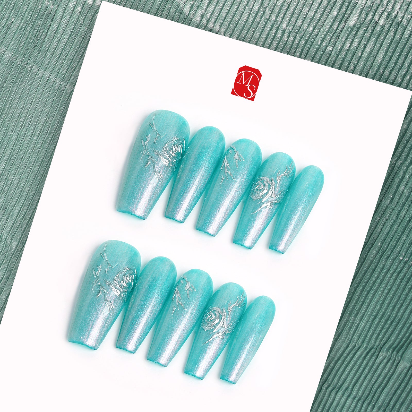 Pearl Scales Coffin Deep Press On Nails | MelodySusie