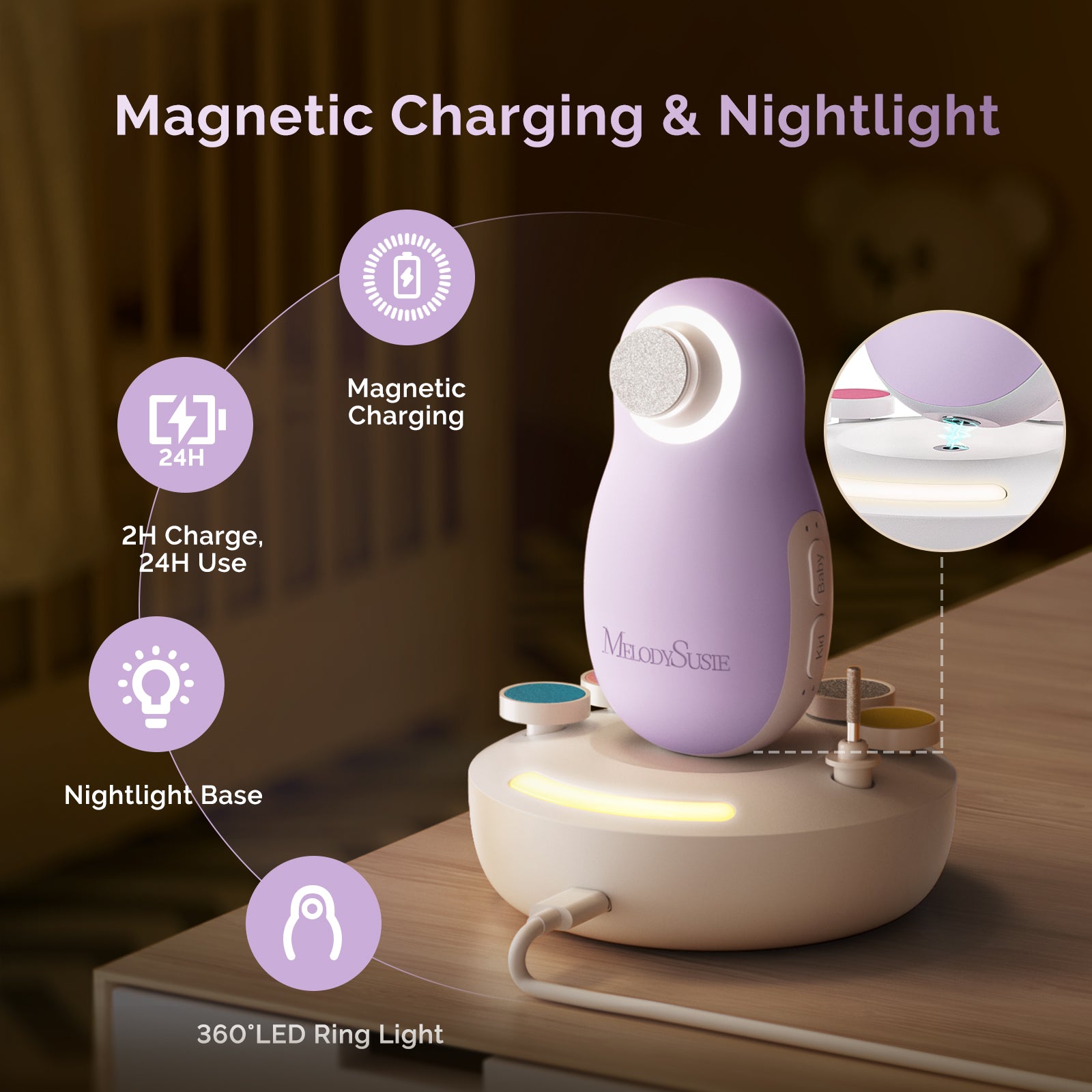 PC20F Rechargeable Baby Nail Trimmer - Purple