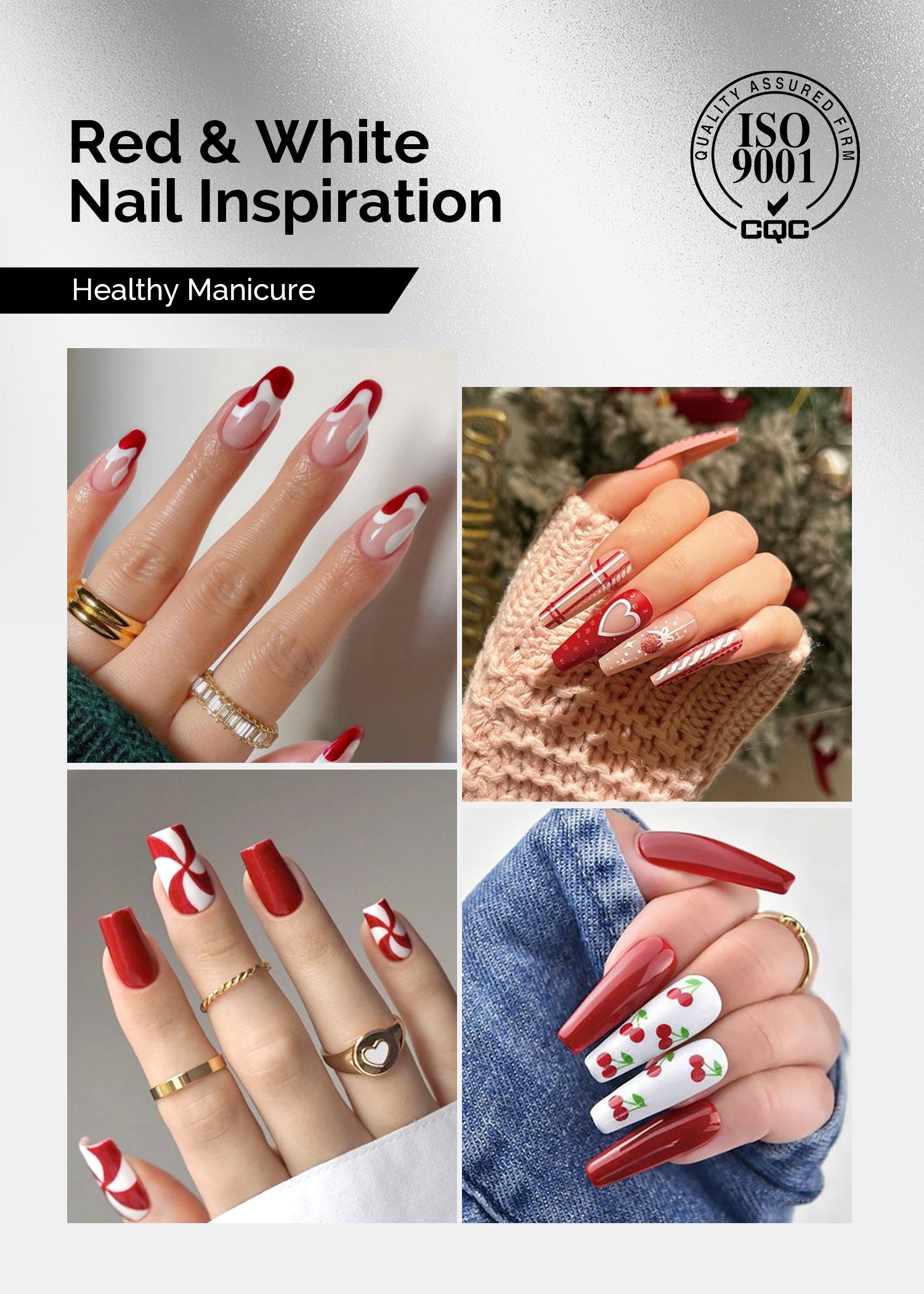 TPO-Free Thick Gel Nail Polish Red and White 2 Pack 15ml