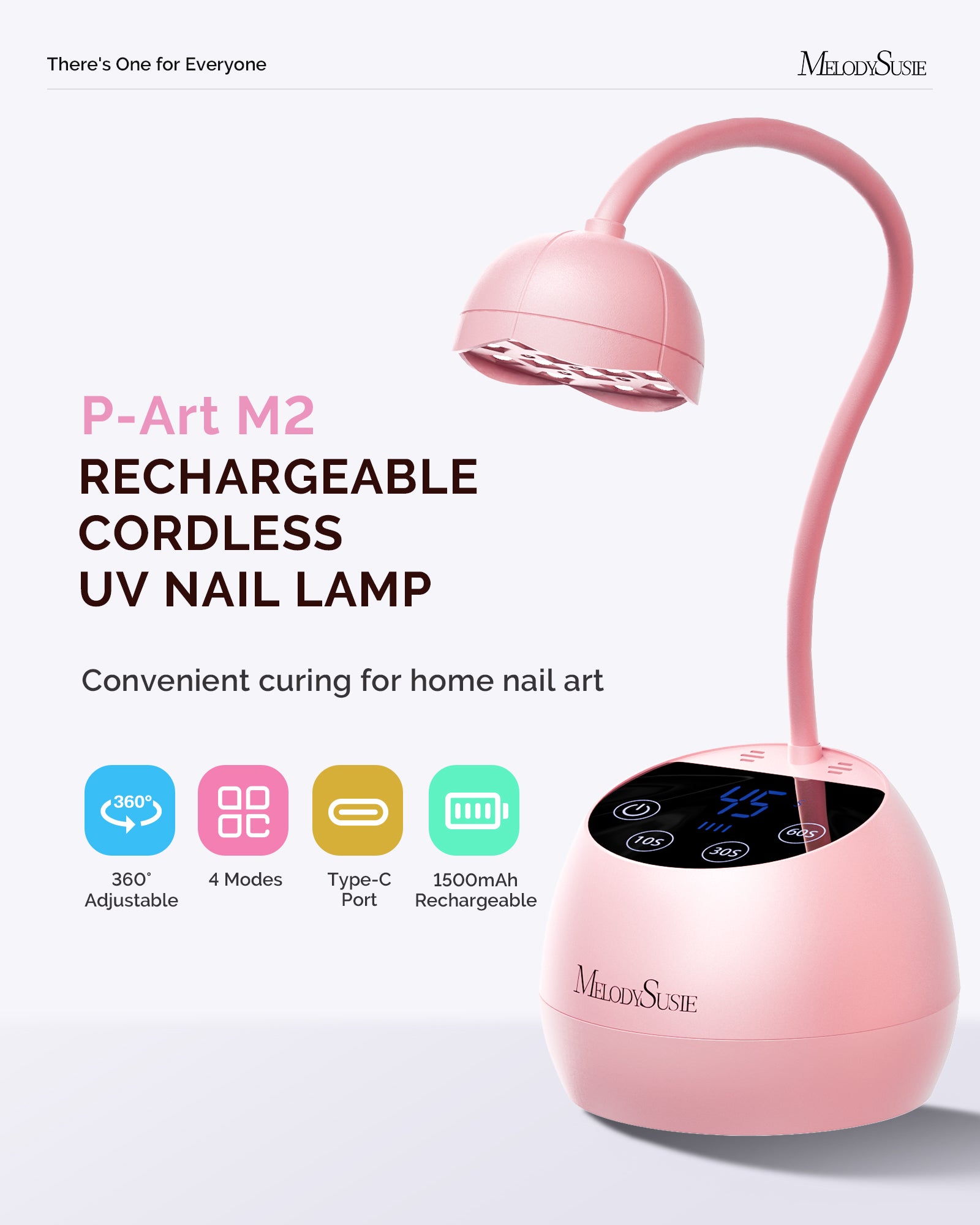 P-ArtM2 Gooseneck Cordless UV Nail Lamp - Pink