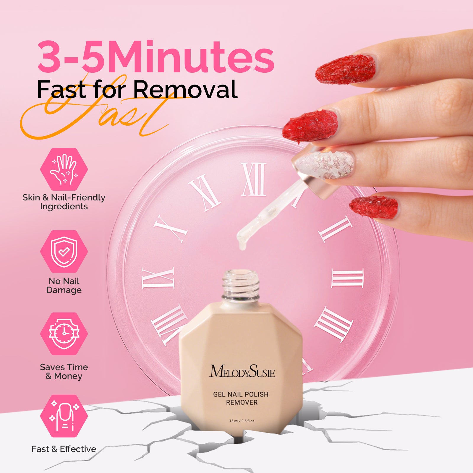 2Pcs Gel Nail Polish Remover with Cuticle Oil & Cuticle Pusher Tool