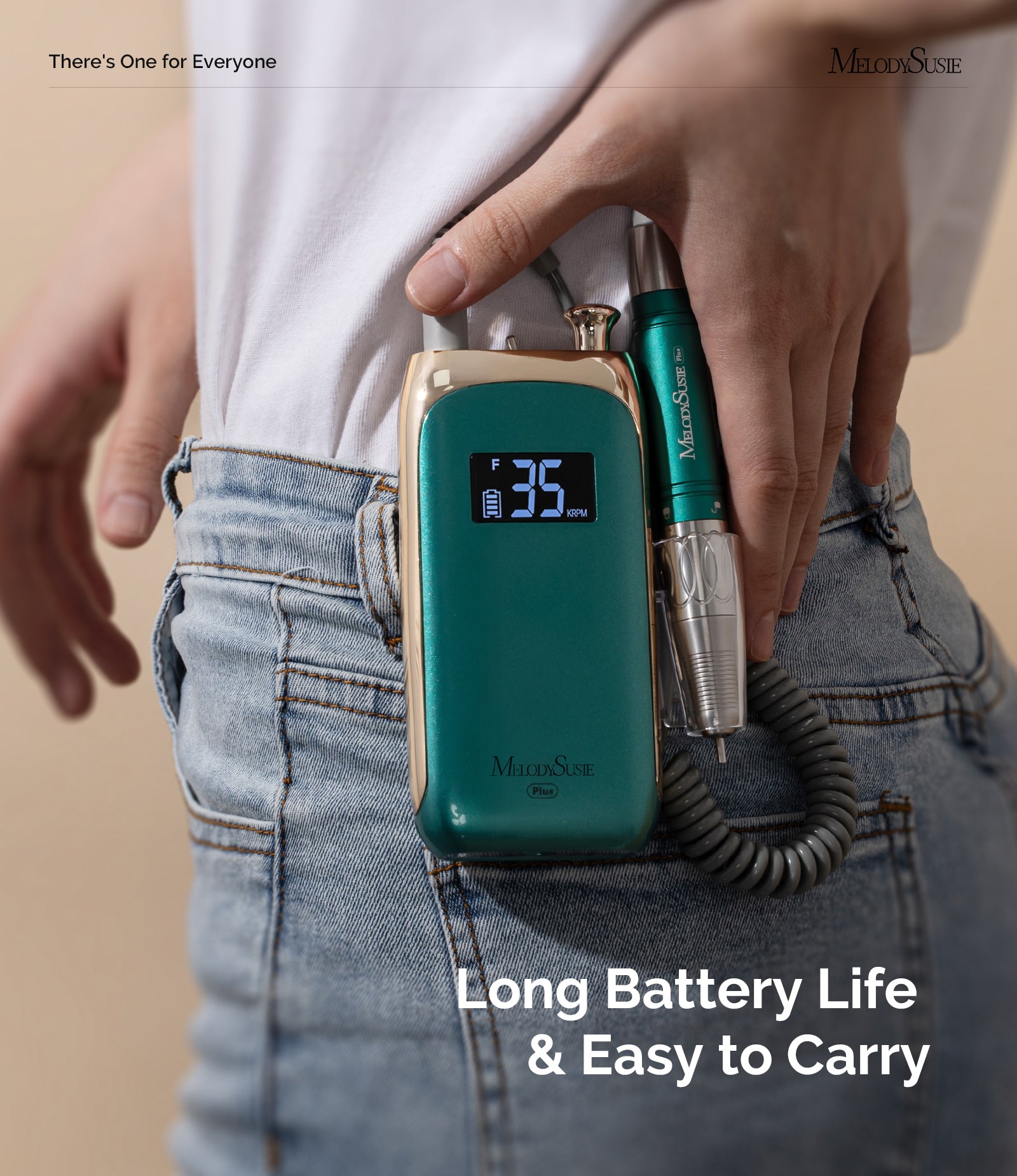 Jade Plus(MB450C) Clip-On Professional Vintage-Style Rechargeable Nail Drill 35,000RPM