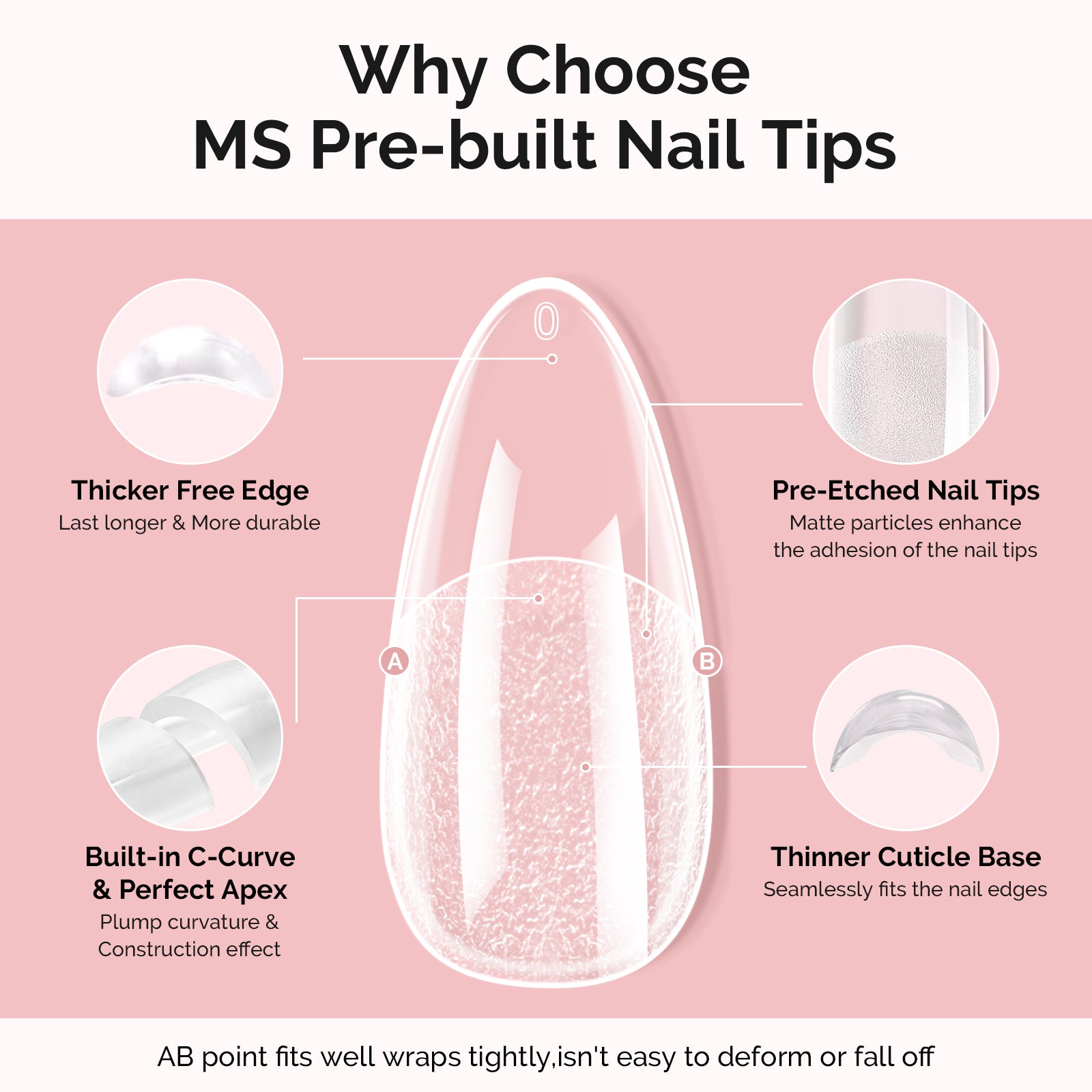 300Pcs Half Matte Clear Acrylic Full Cover Pre-Built Nail Tips & 20g Solid Nail Glue Gel