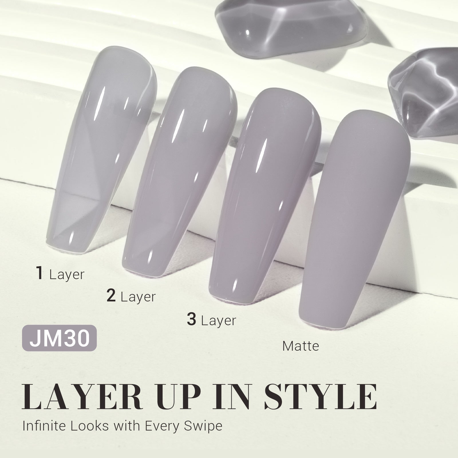 Jeweliver Jelly TPO-Free Gel Nail Polish 0.5 fl oz/15ml - Gray JM30