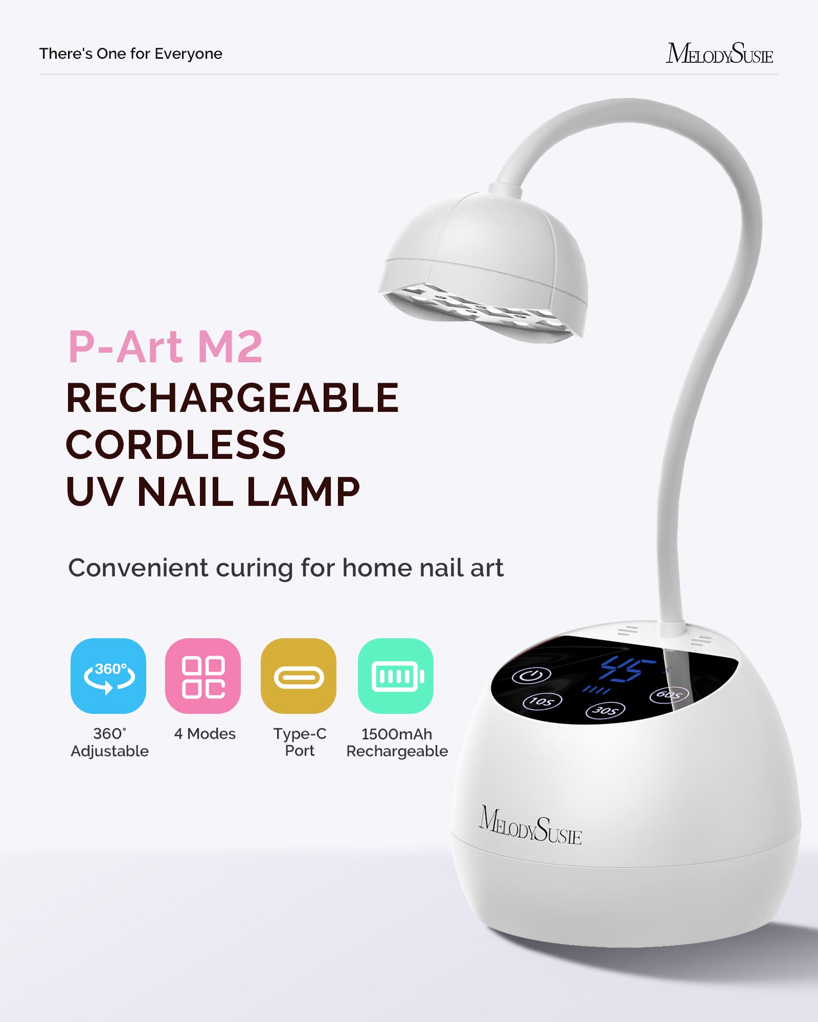 P-ArtM2 Gooseneck Cordless UV Nail Lamp - White