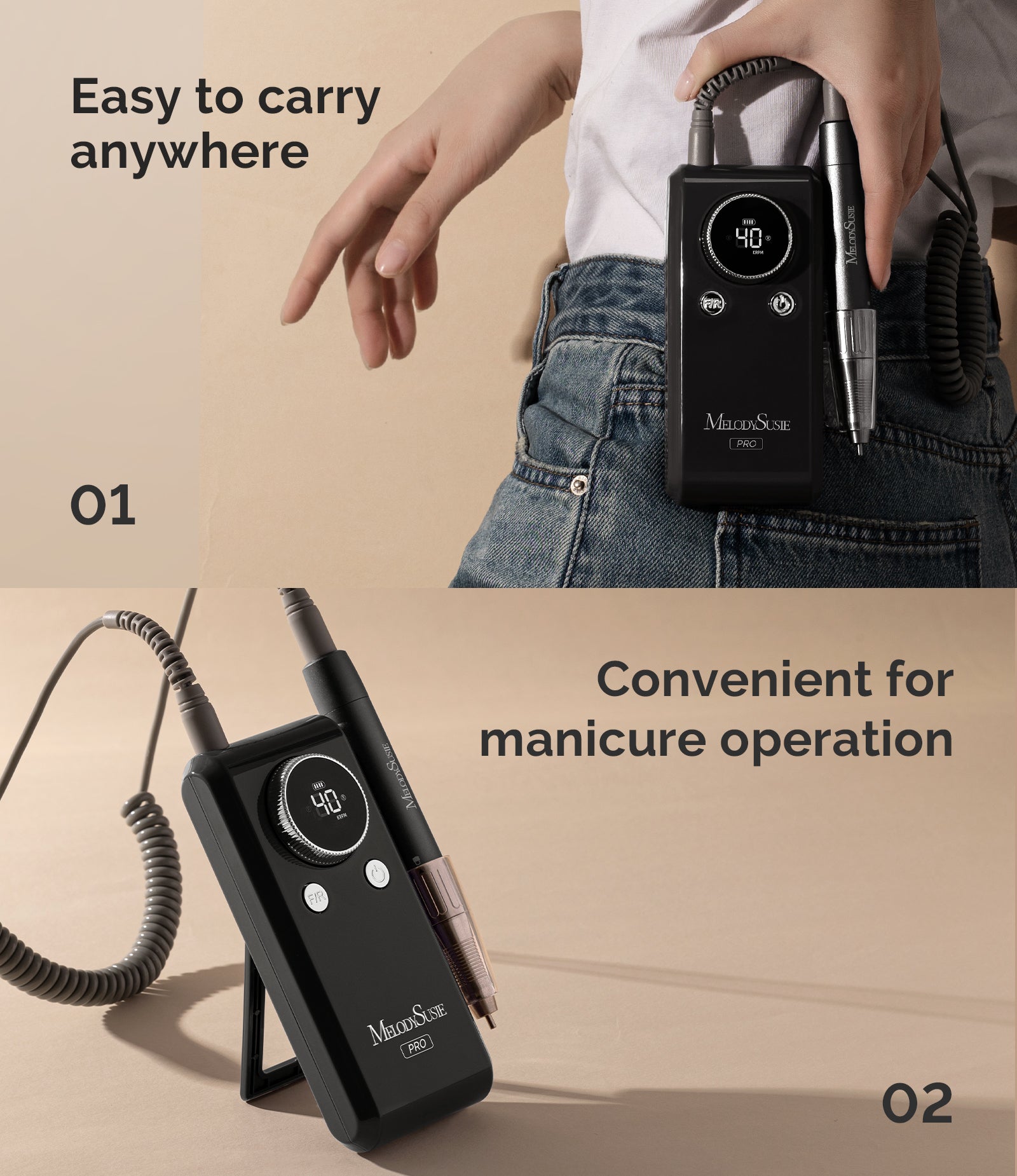 MB420G Rechargeable 40000RPM Nail Drill