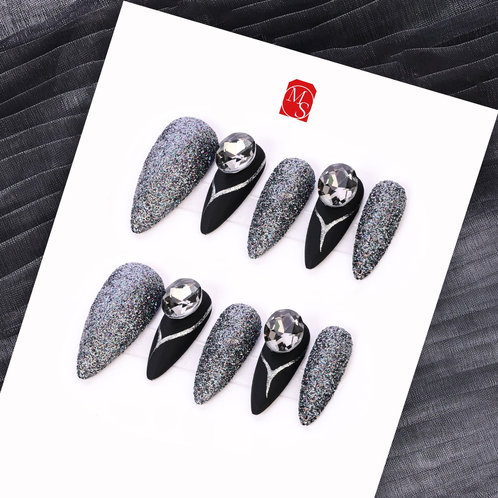 Midnight Magic Stiletto Medium Press On Nails | MelodySusie