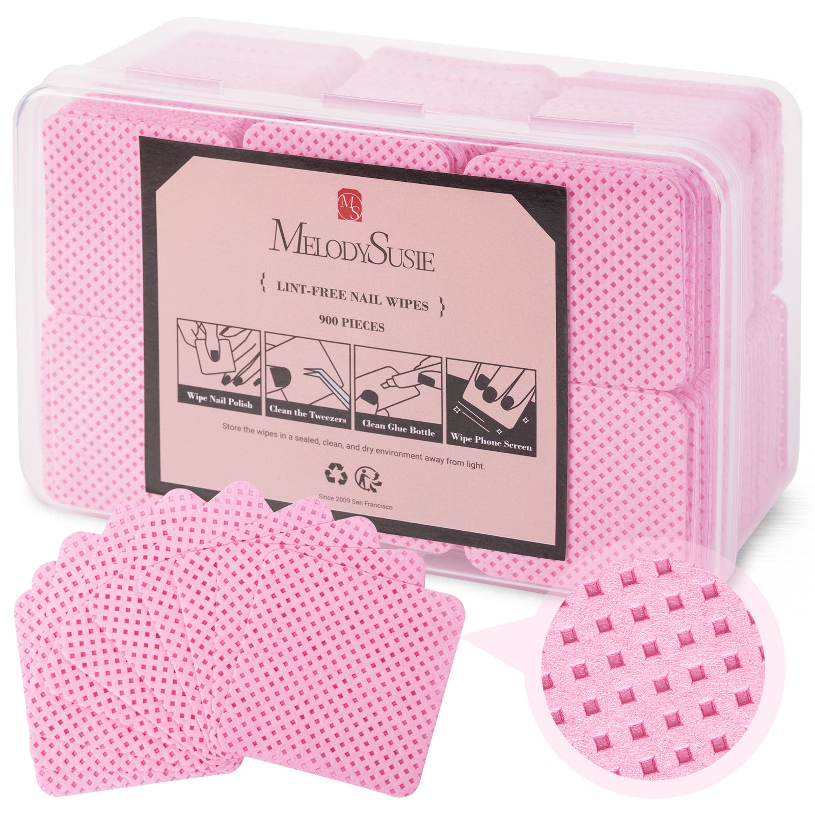 900 Pcs Lint Free Nail Wipes - Pink