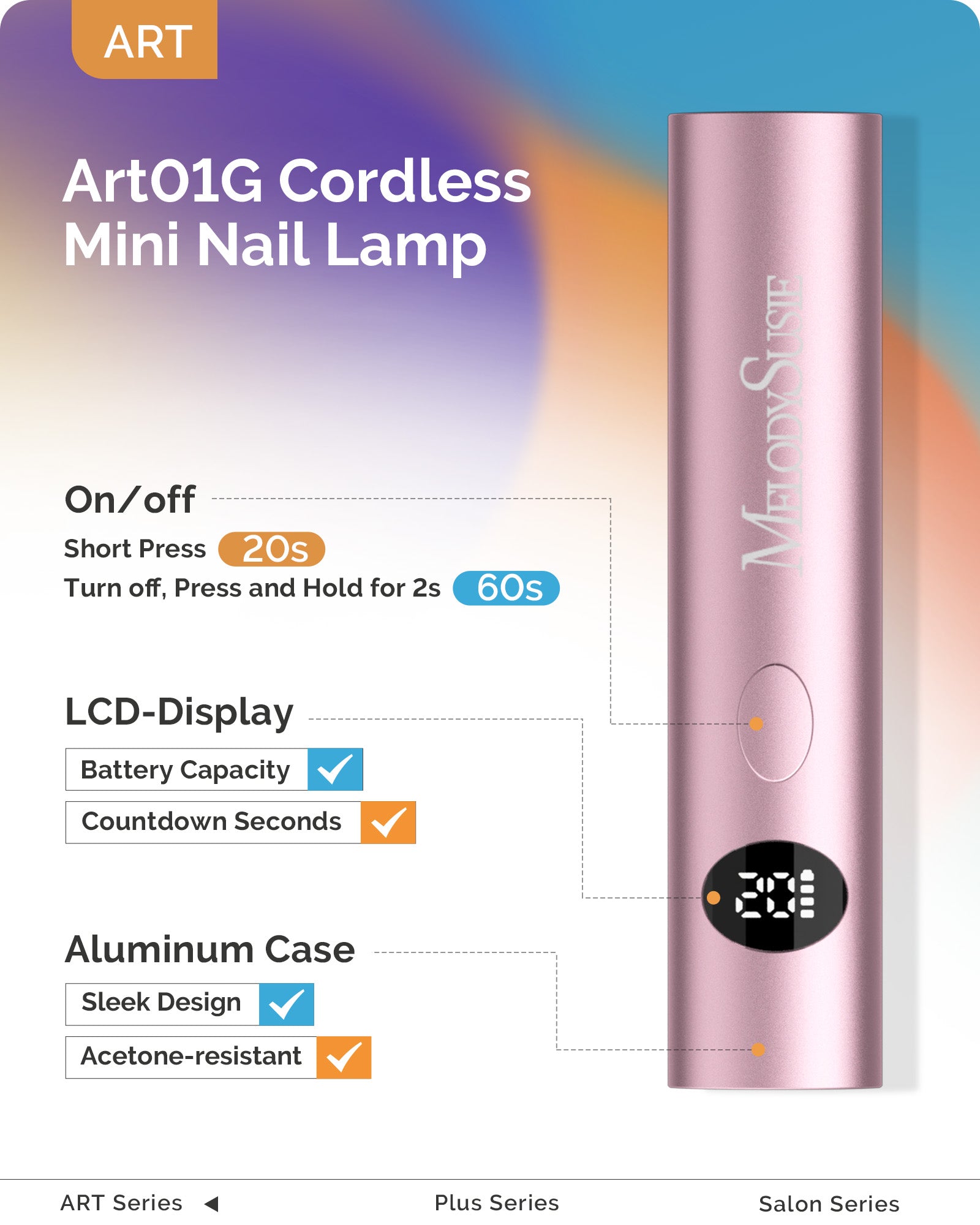 High-Strength Aluminum Alloy Art01G Rechargeable LED/UV Nail Lamp