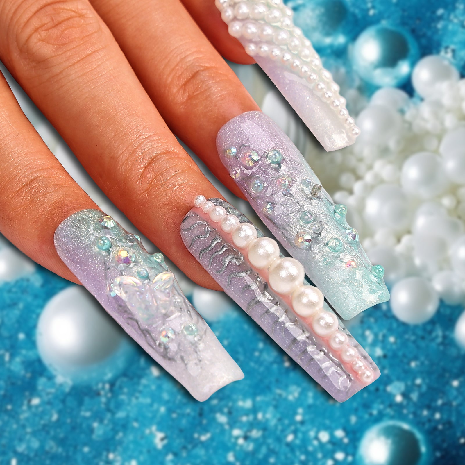 Pearl Shimmer Square Xtreme Press On Nails