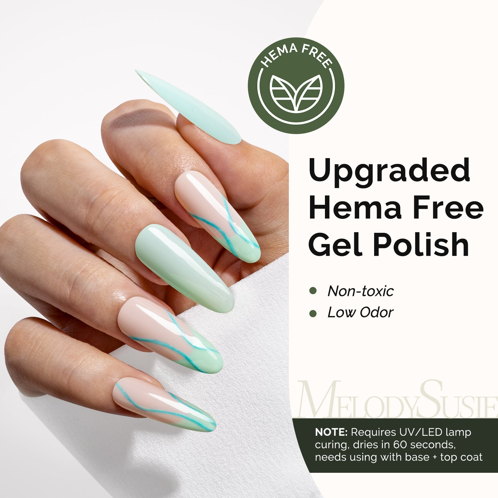 HEMA-Free Gel Nail Polish 0.5 fl oz/15ml - K0840 Thick Light Mint Green
