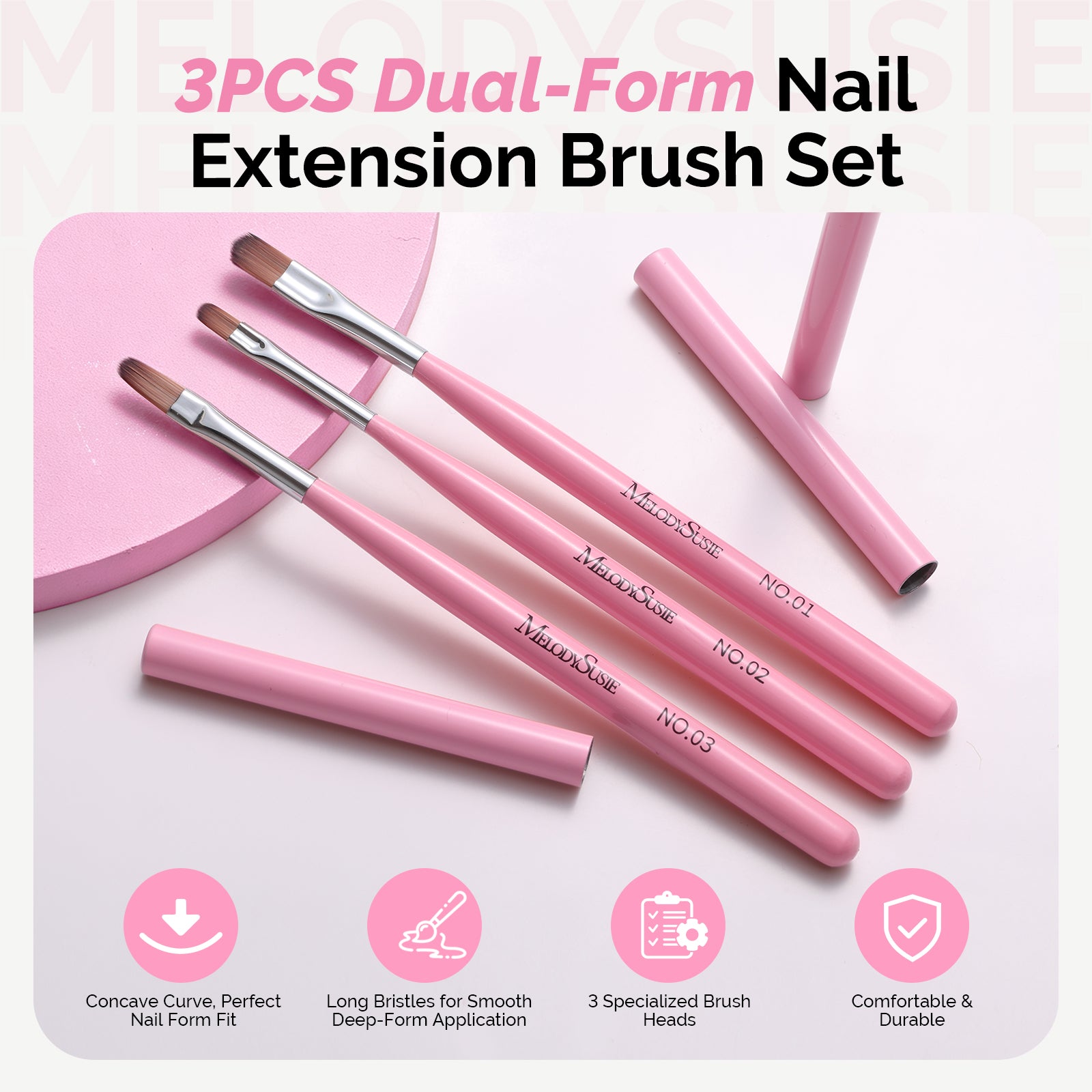 3PCS Dual-Form Nail Extension Brush Set