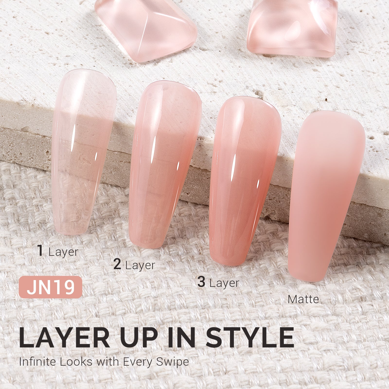 Jeweliver Jelly TPO-Free Gel Polish 15ml - Pink Rhodonite - JN19