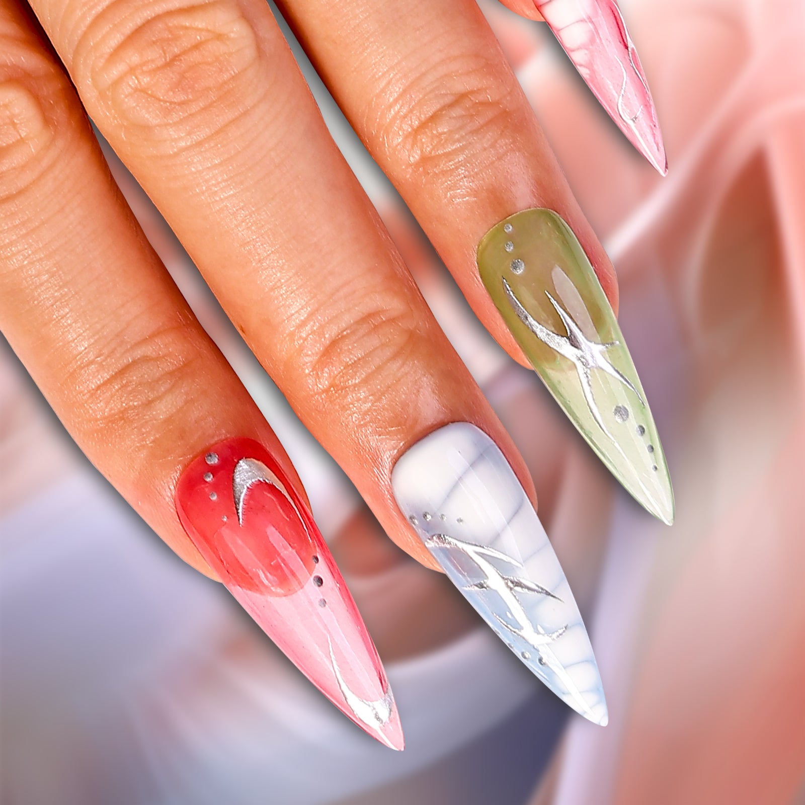 Fresh Trio Stiletto Mid Length Press On Nails