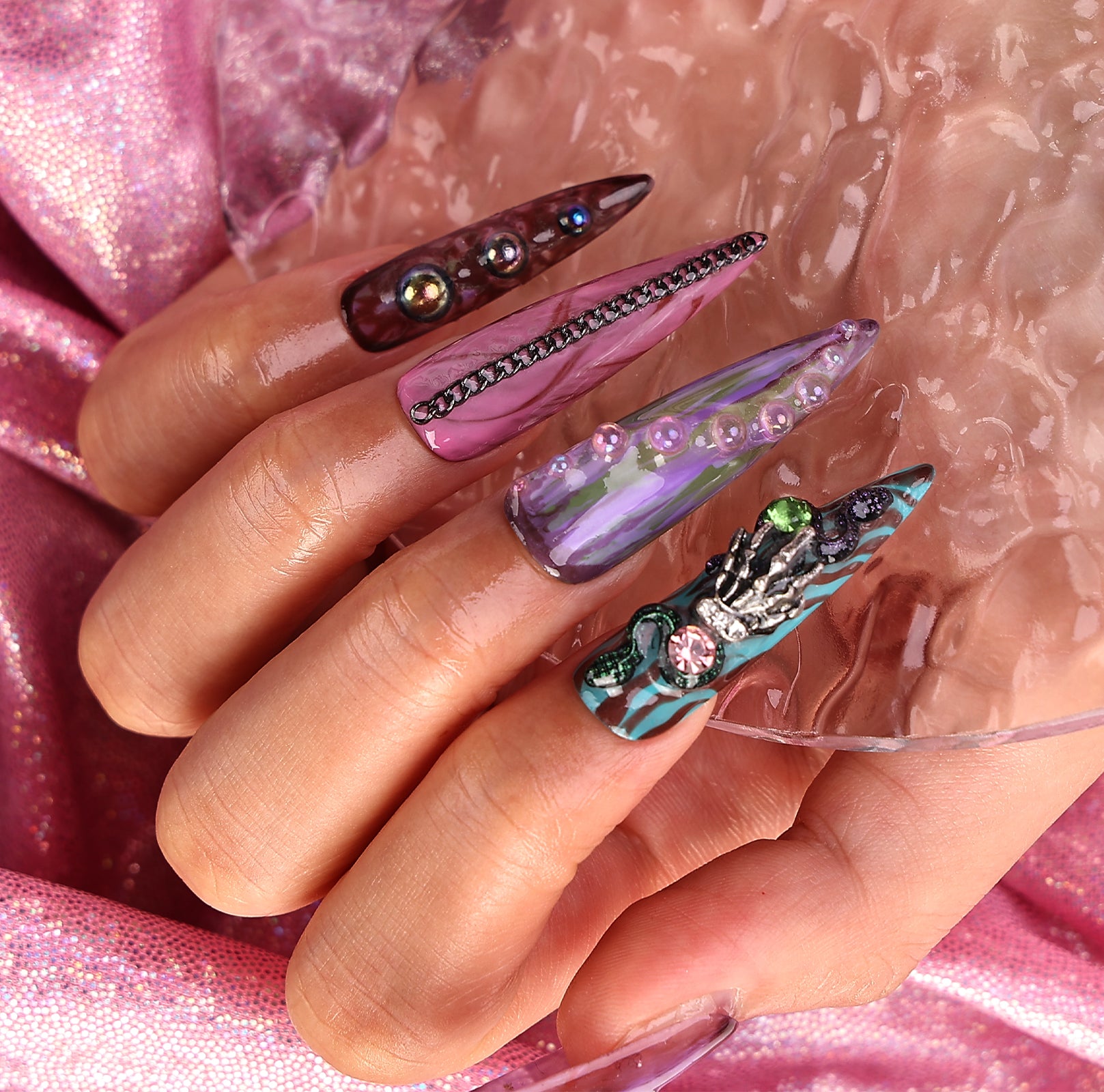 Fallen Lucifer Stiletto Long Press On Nails | MelodySusie