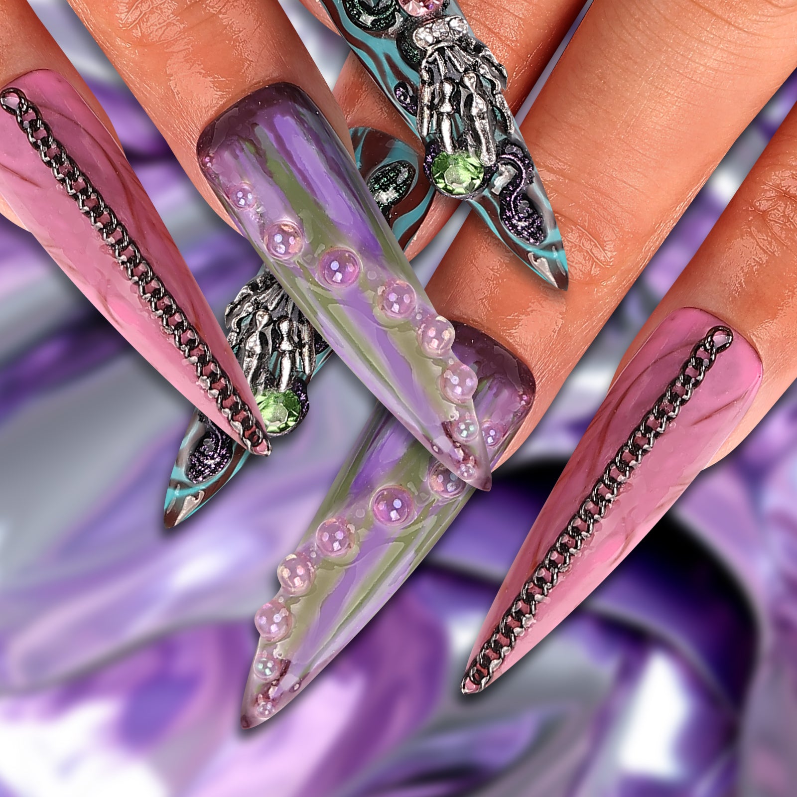 Fallen Lucifer Stiletto Long Press On Nails | MelodySusie