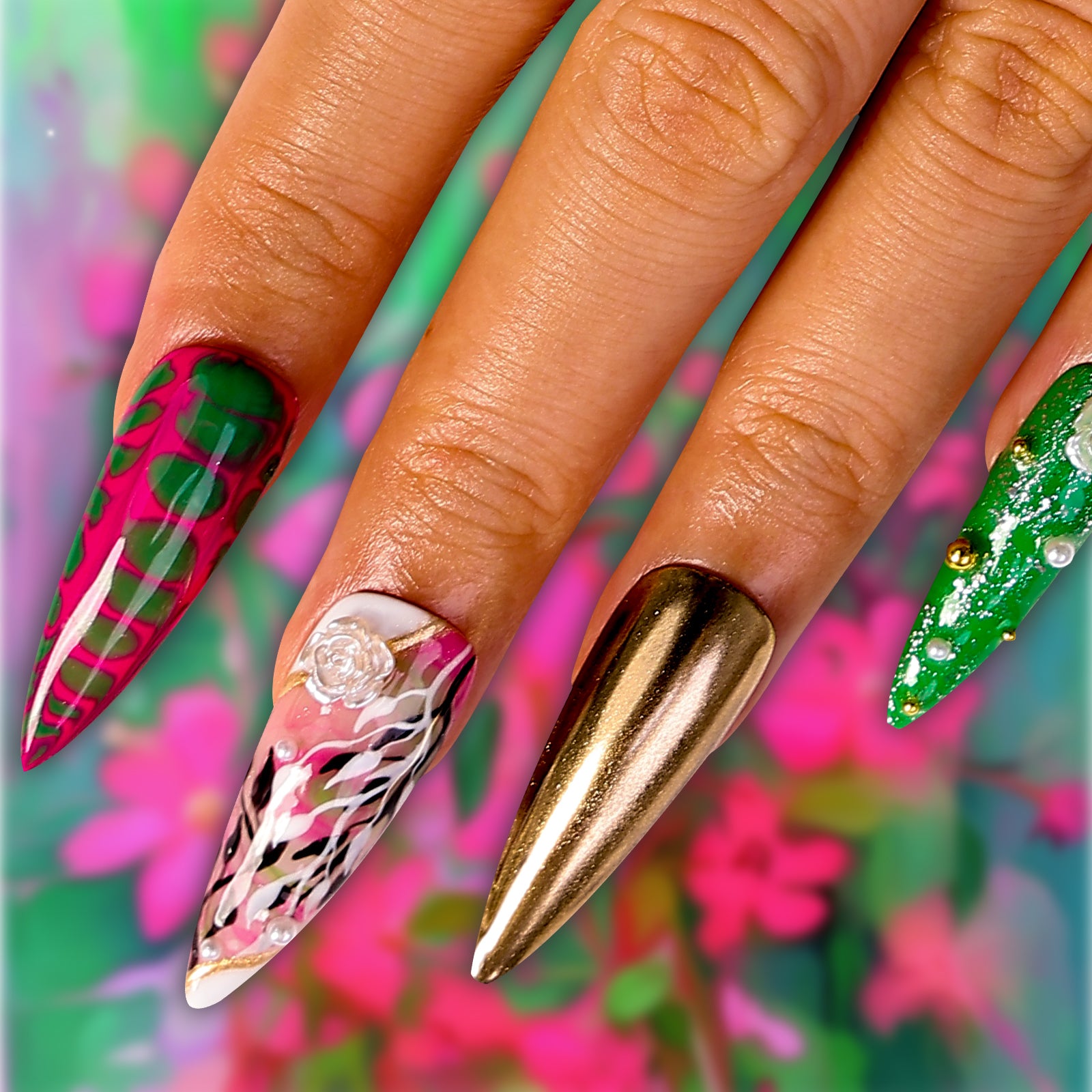Spring Stiletto Mid Length Press On Nails