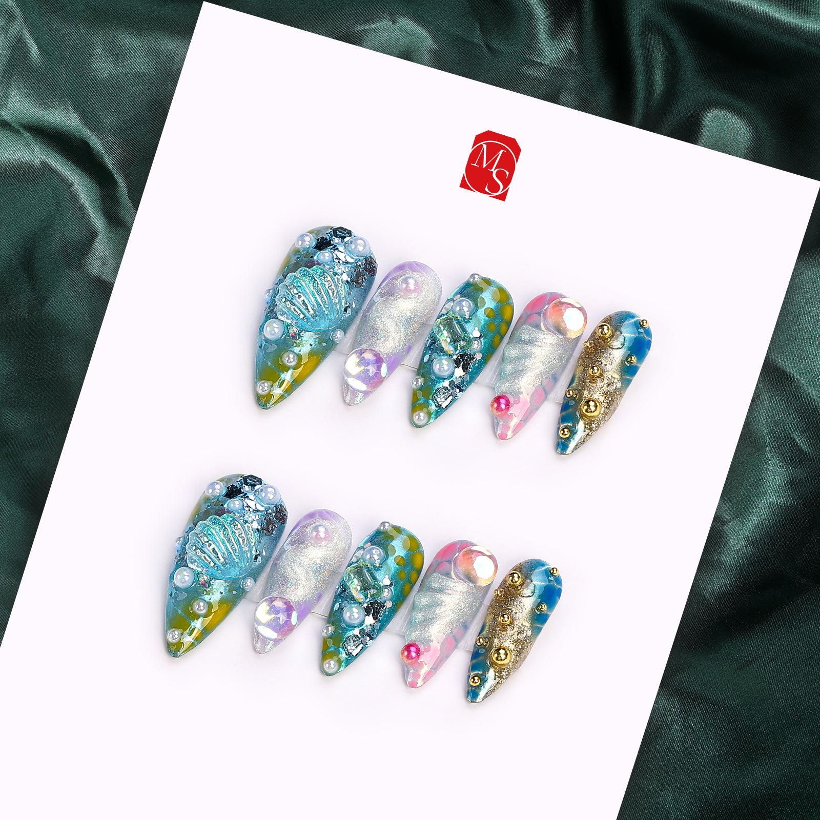 Aquatic Allure Stiletto Regular Press On Nails