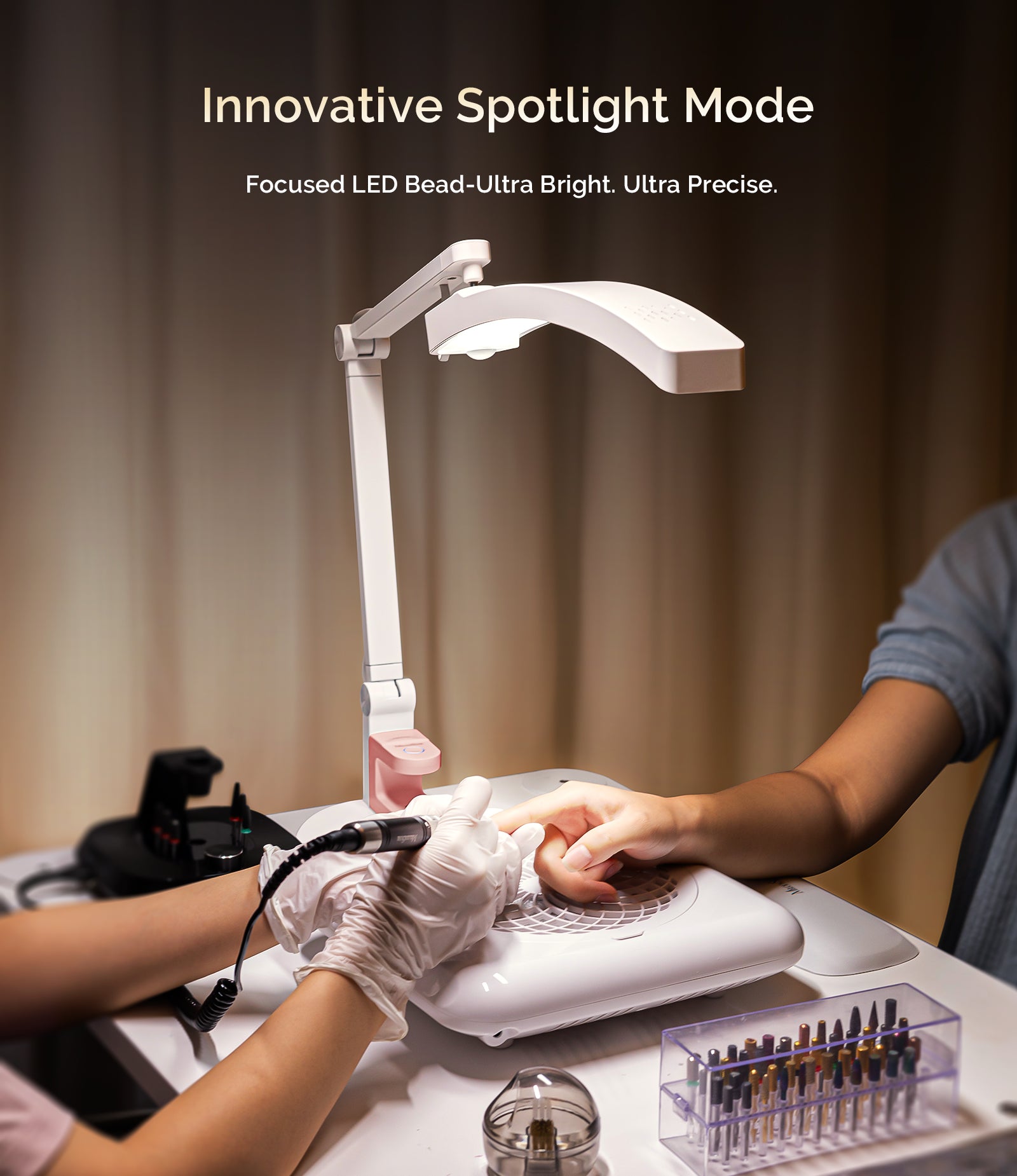 S-Pro29G Nail-Focused 3-Mode Manicure Table Lamp with Pink Mini Nail Lamp