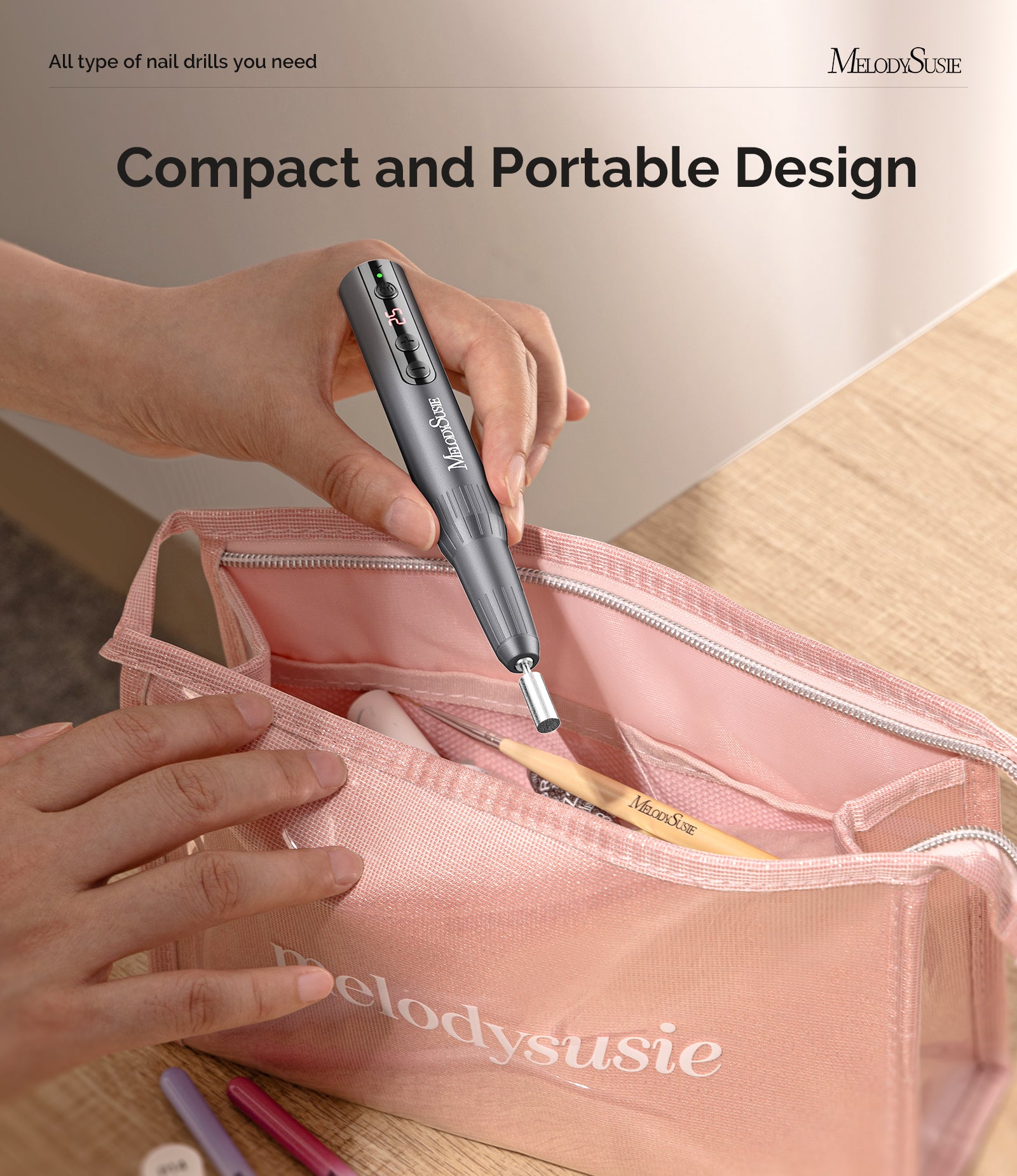 PC180E Rechargeable Nail Drill 25000RPM - Black