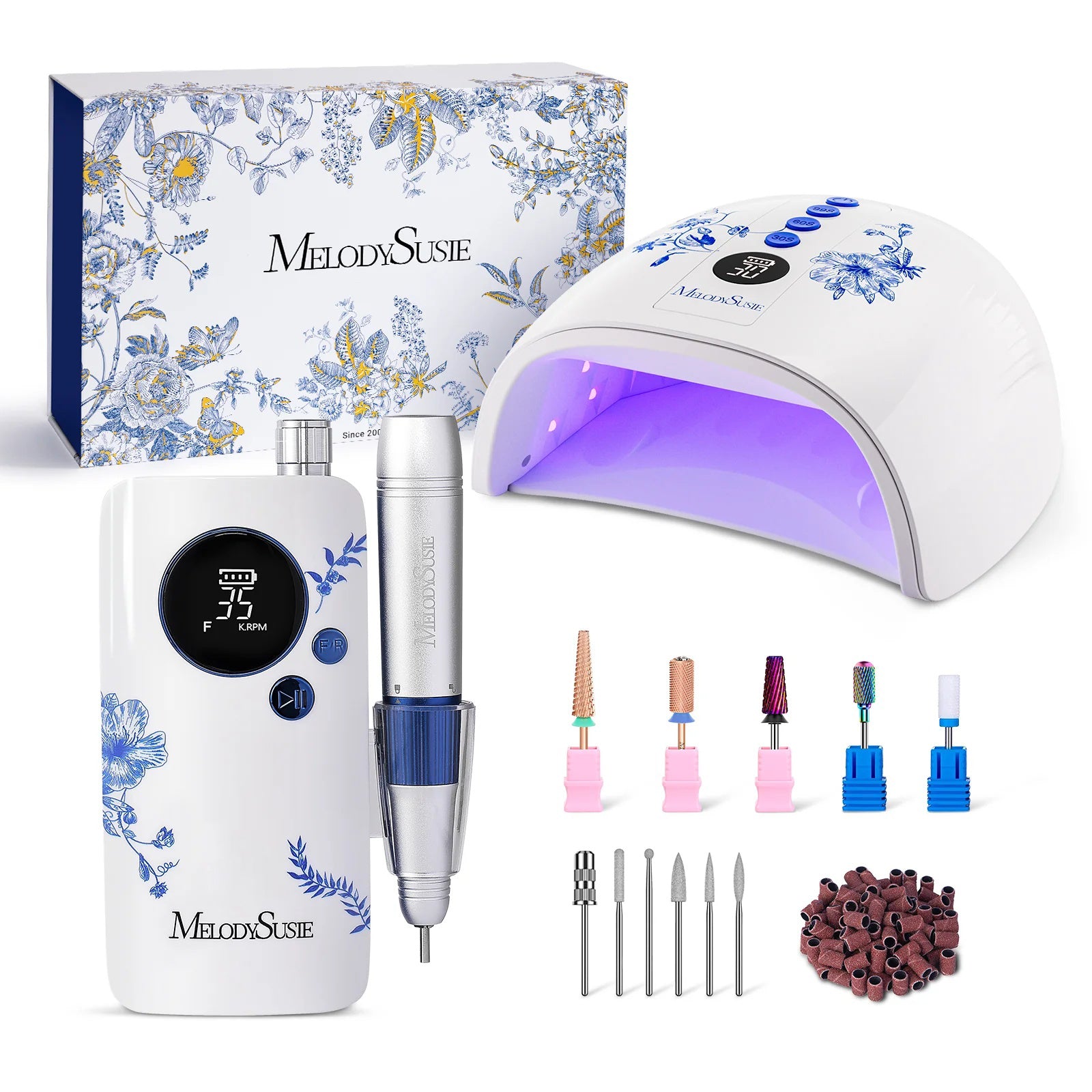 SM200F Plus Rechargeable 35,000RPM Nail Drill Art Design Gift Box