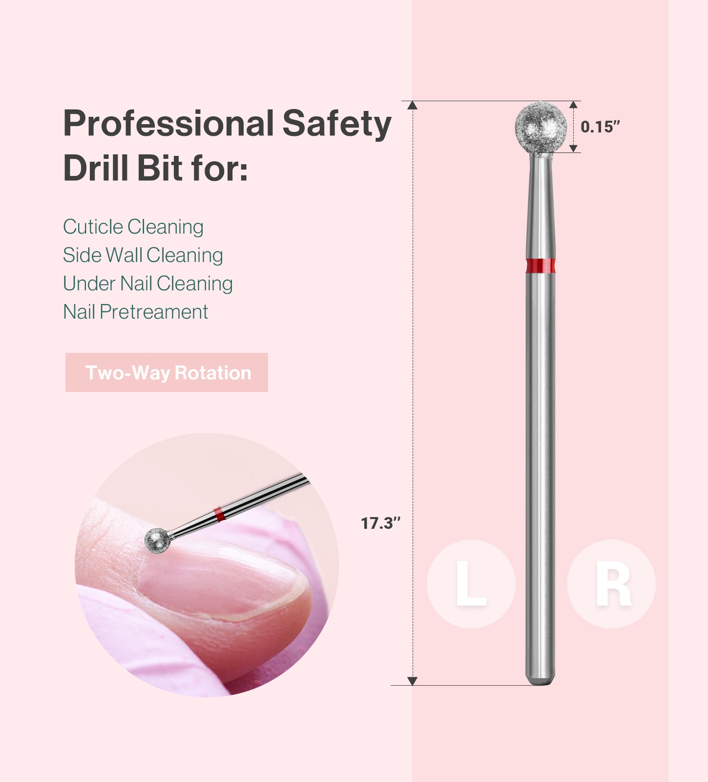 Ball Shape Carbide Diamond Under Nail Cleaner Nail Drill Bit