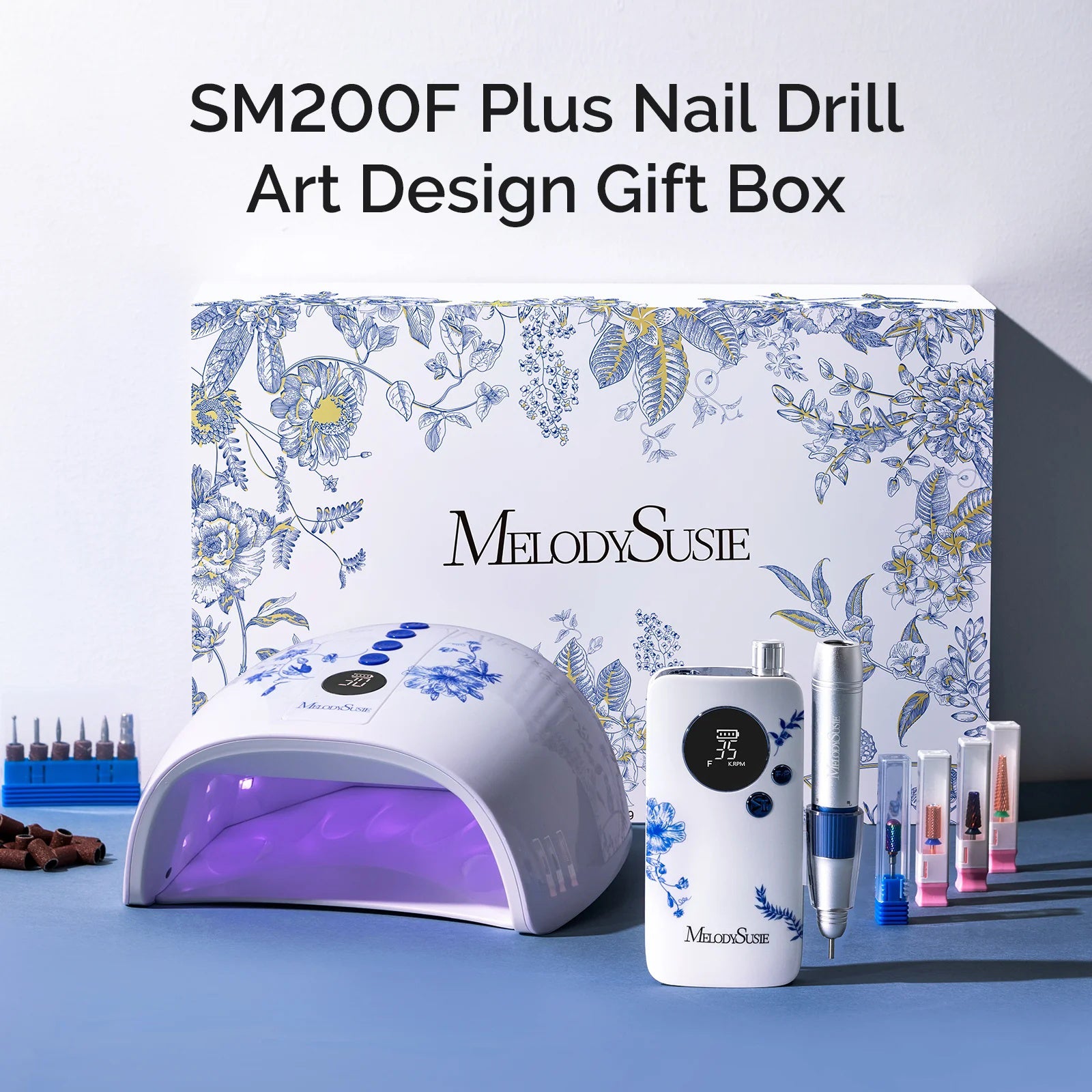 SM200F Plus Rechargeable 35,000RPM Nail Drill Art Design Gift Box
