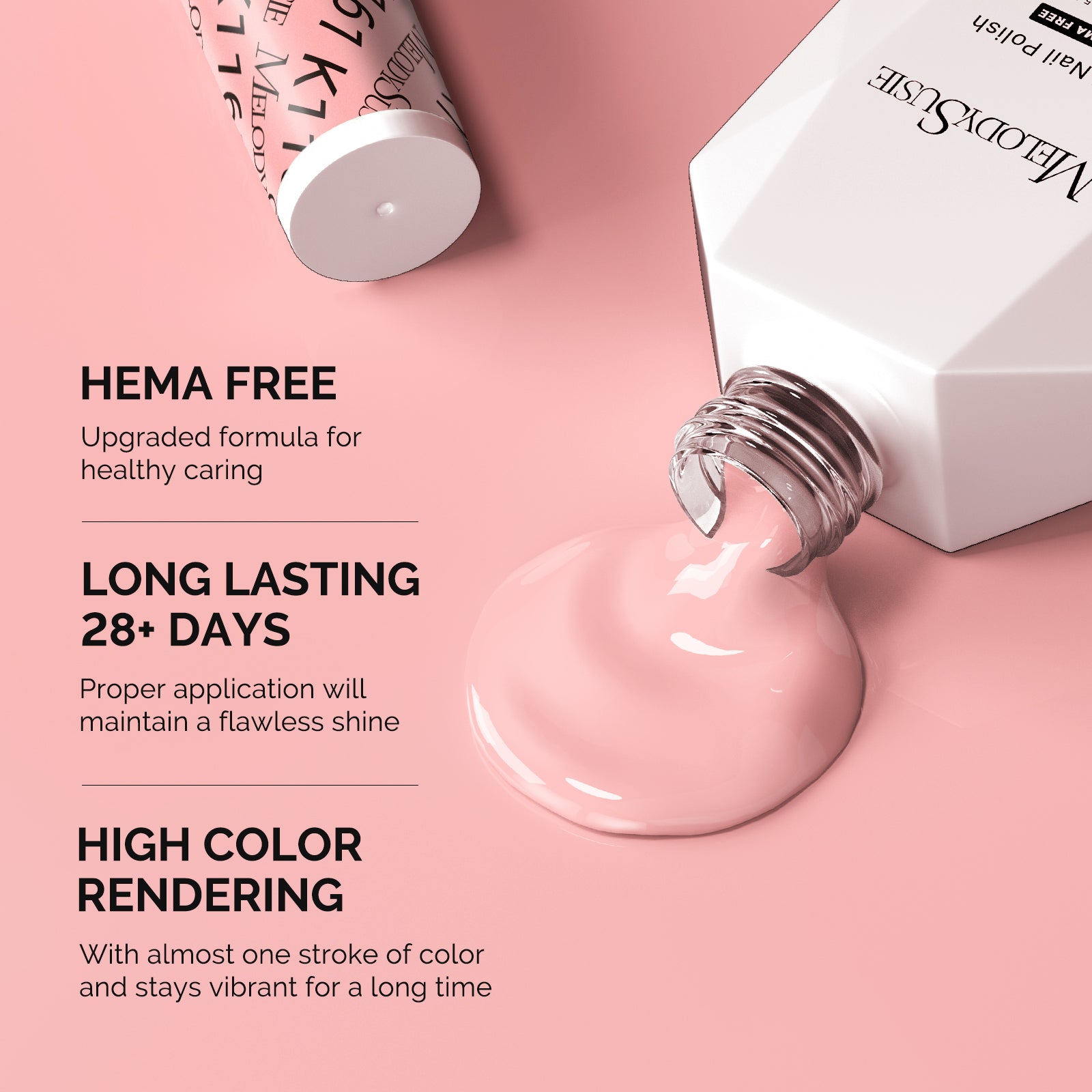HEMA-Free Gel Nail Polish 0.5 fl oz/15ml - K1161 Thick Bright Nude Pink
