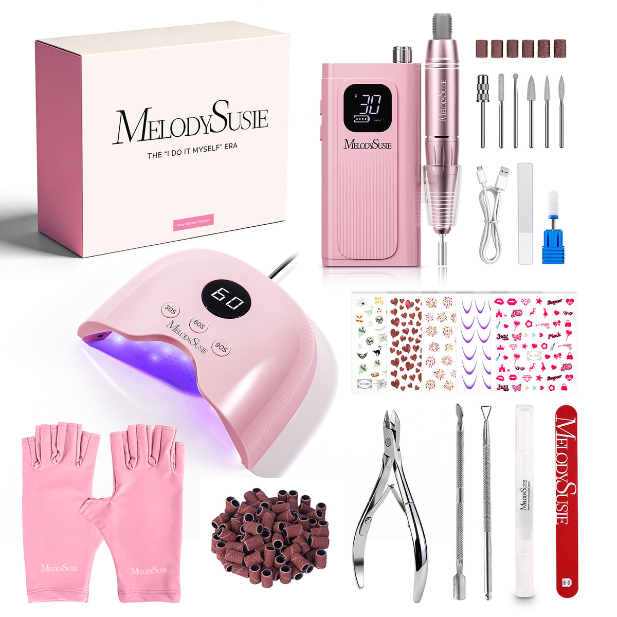 MelodySusie SC300E Nail Drill & PLUS30A Nail Lamp Nail Tools Gift Box
