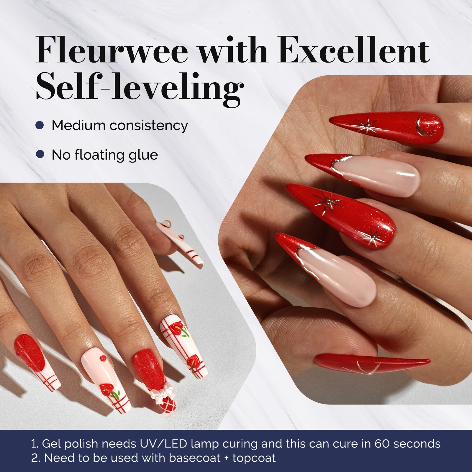Fleurwee HEMA-Free & HPMA-Free & TPO-Free Gel Nail Polish Plant-based 0.5 fl oz/15ml - P38 Anthurium Red-Glitter