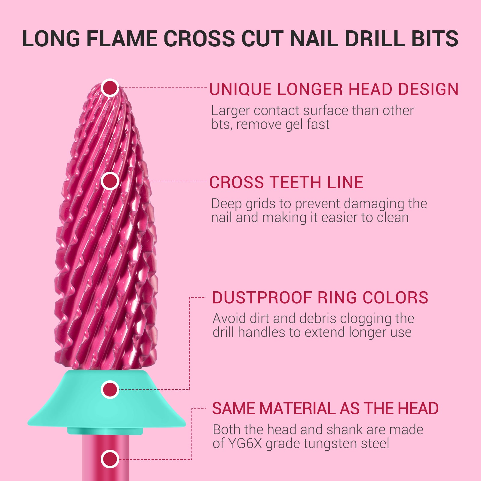 Long Flame Tungsten Carbide Nail Drill Bit