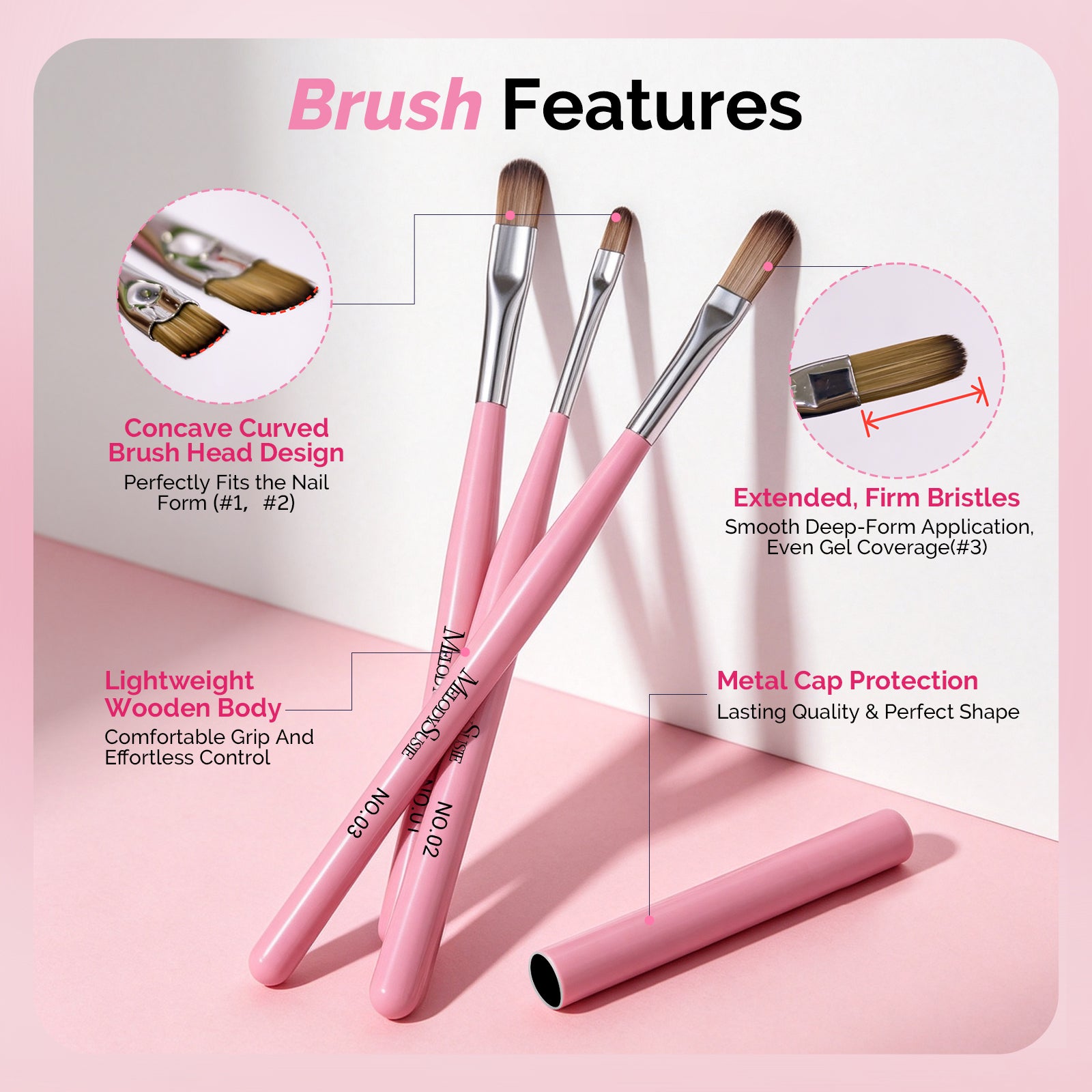 3PCS Dual-Form Nail Extension Brush Set