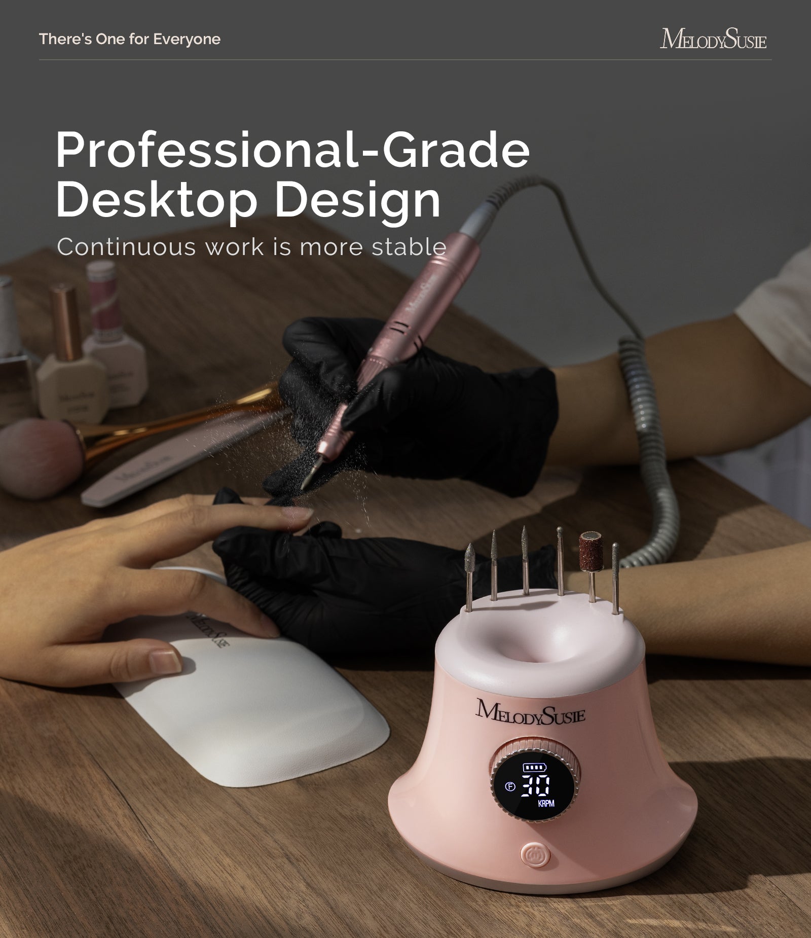 SC320G 30000RPM Rechargeable Desktop Nail Drill - Pink