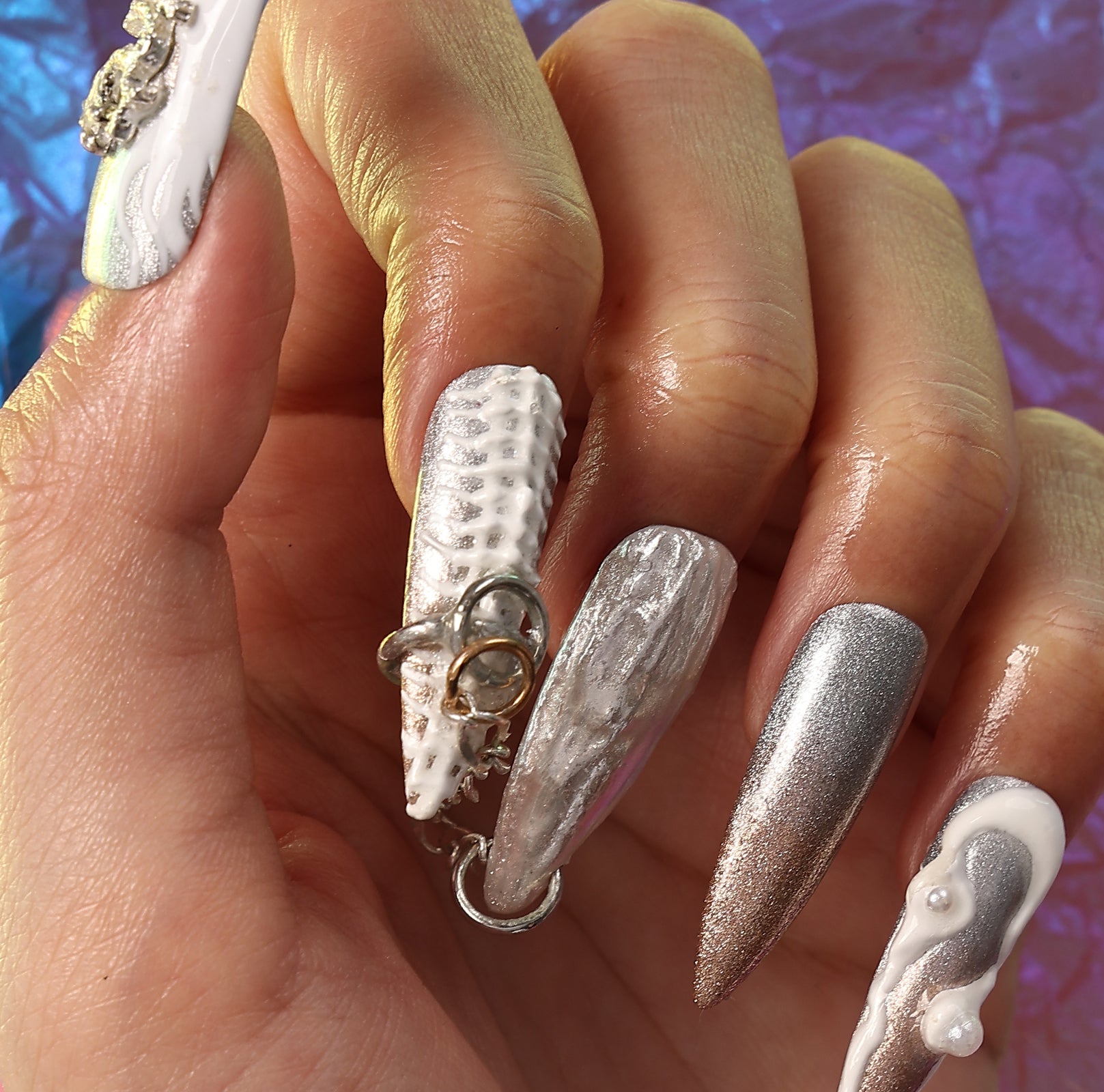 Ripple Stiletto Mid Length Press On Nails