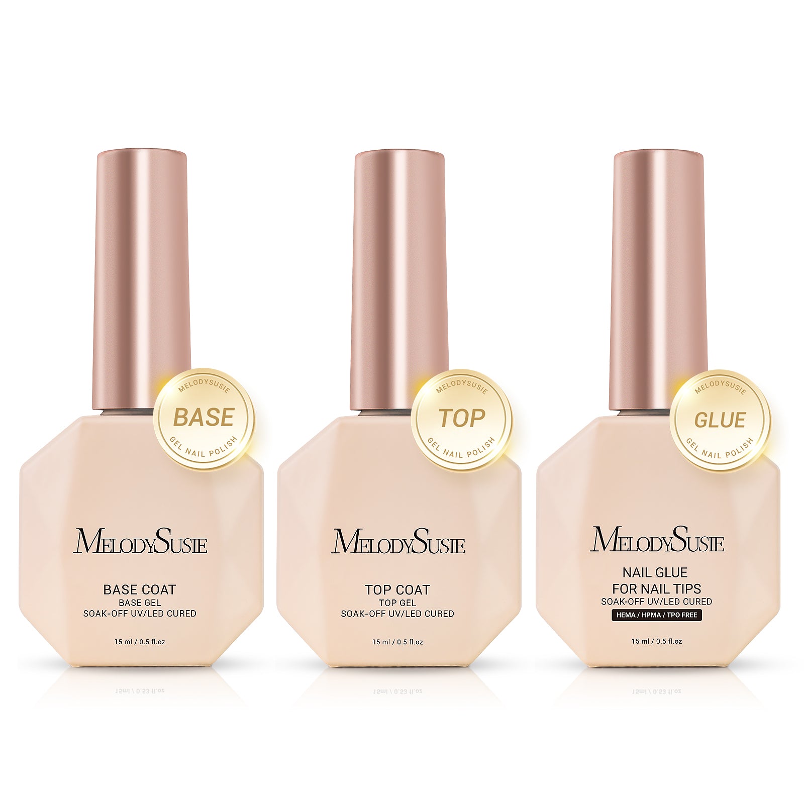 Top & Base Coat Gel Essentials Set - 3Pcs