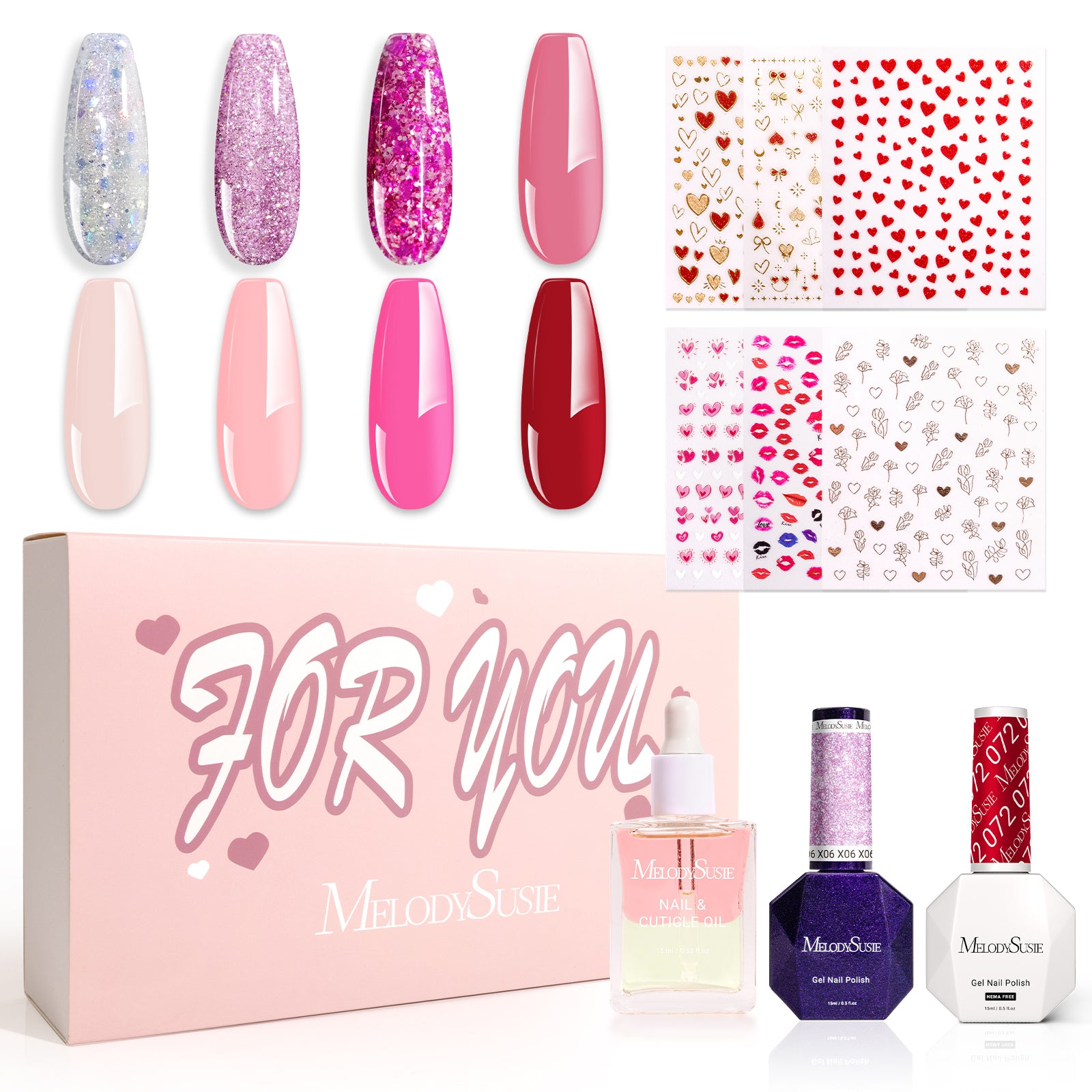 Valentine's Day Gel Nail Polish Pink Promise Set - 8 Colors